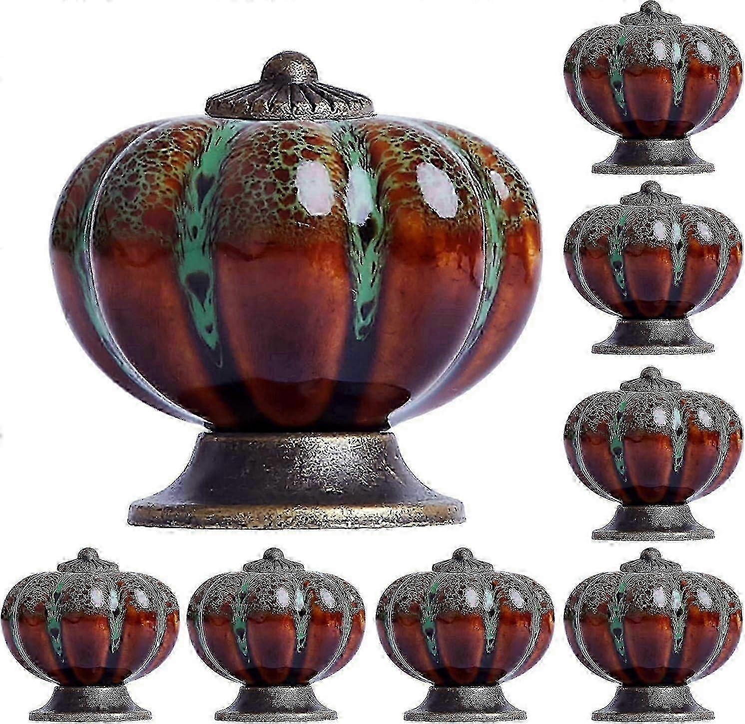 Ceramic Kitchen Cabinet Knobs, 8-Pack Green Drawer Handles for Furniture