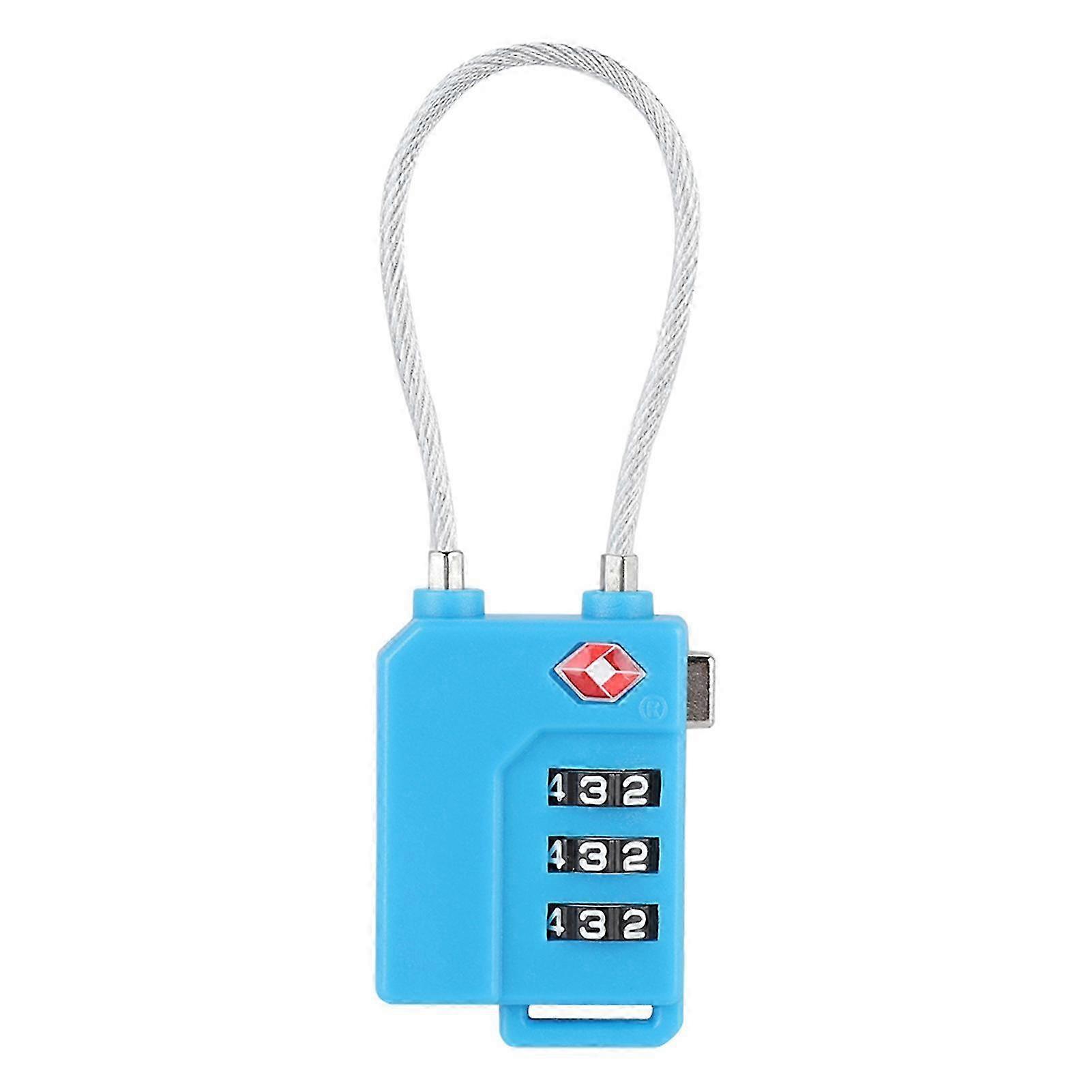 3-Digit Password TSA Steel Wire Lock for Travel Suitcase and Luggage Suitable for Various Brands (Blue)