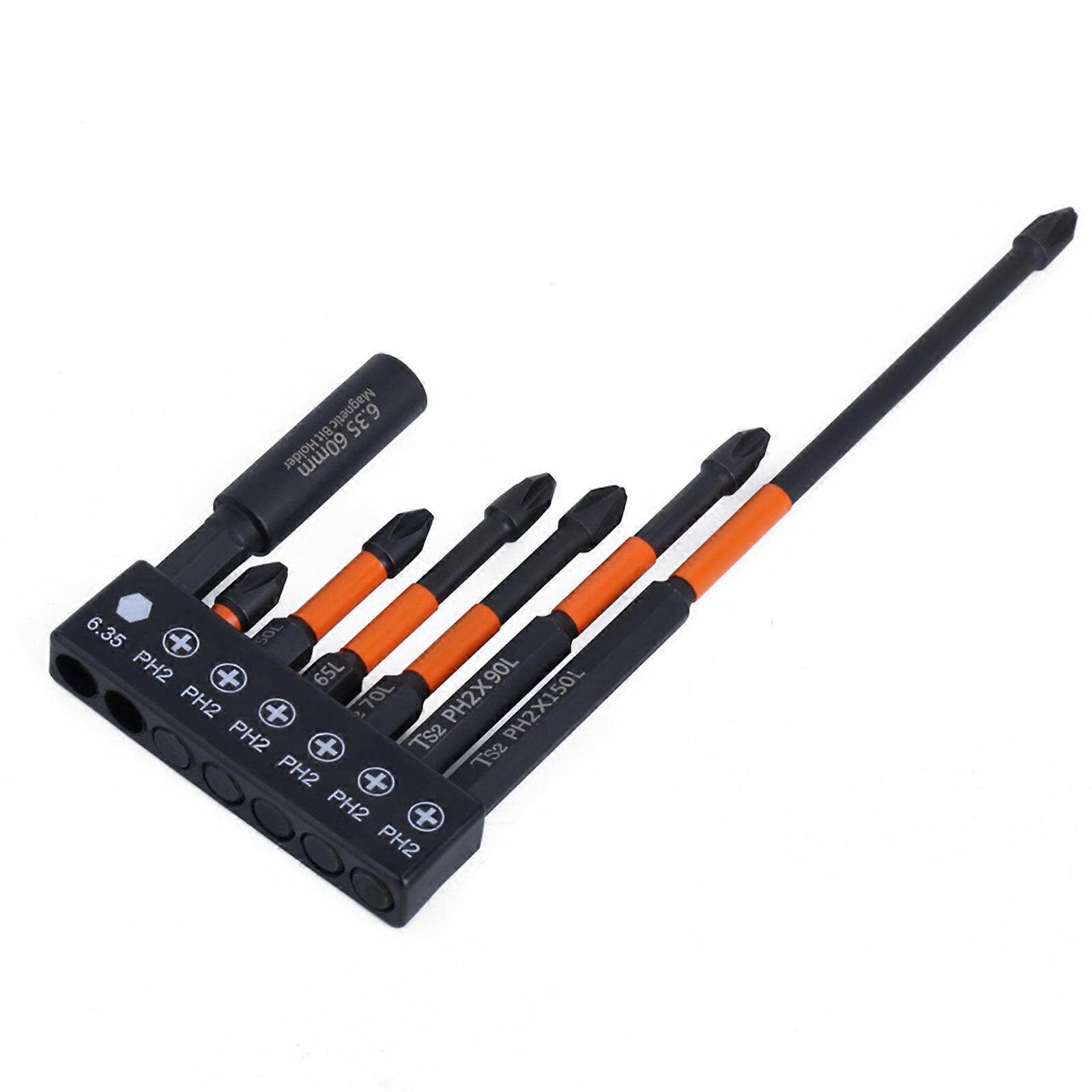 7Pcs Magnetic Screwdriver Bit Set Hexagonal Shank Impact Bit for Electric Manual Driver Antislip Grip Screwdriver Bit Multicolor