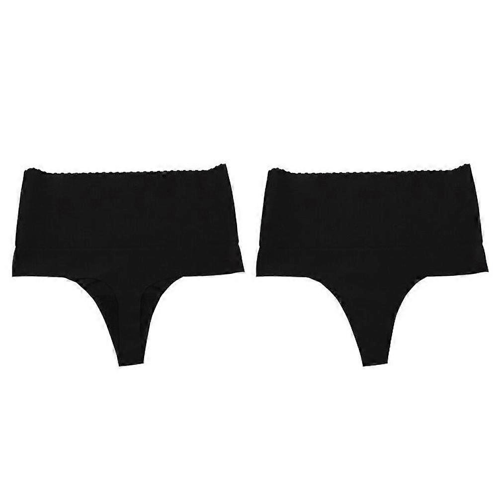 Shapewear Thong T-Back Panties Shaper Flouncing Waist Seamless Daily Wear Black Xl 1Pack