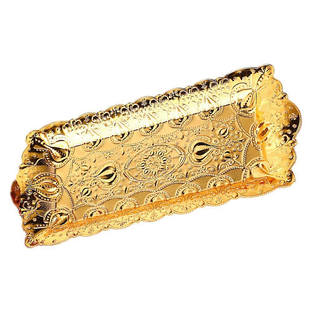 Serving Tray Rectangle Serving Tray For Kitchen Use Metal 14.2x6.7in 1Set Decorative