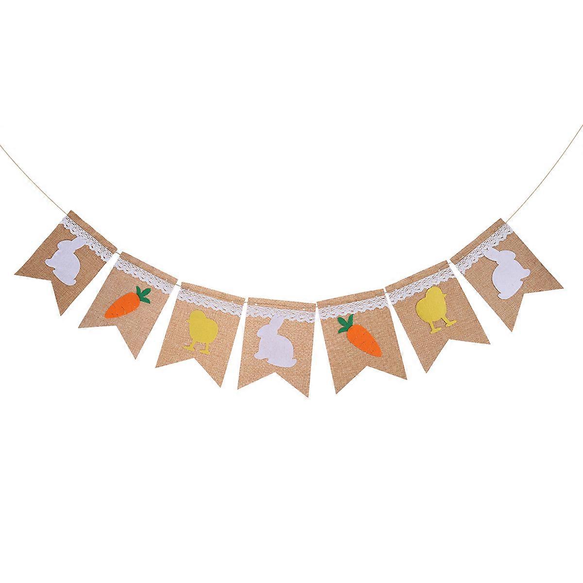 Festival Flags Bunting Banners Garland Easter Decoration 2.5 Meters Multi Color Rabbit Carrot Design 1Set