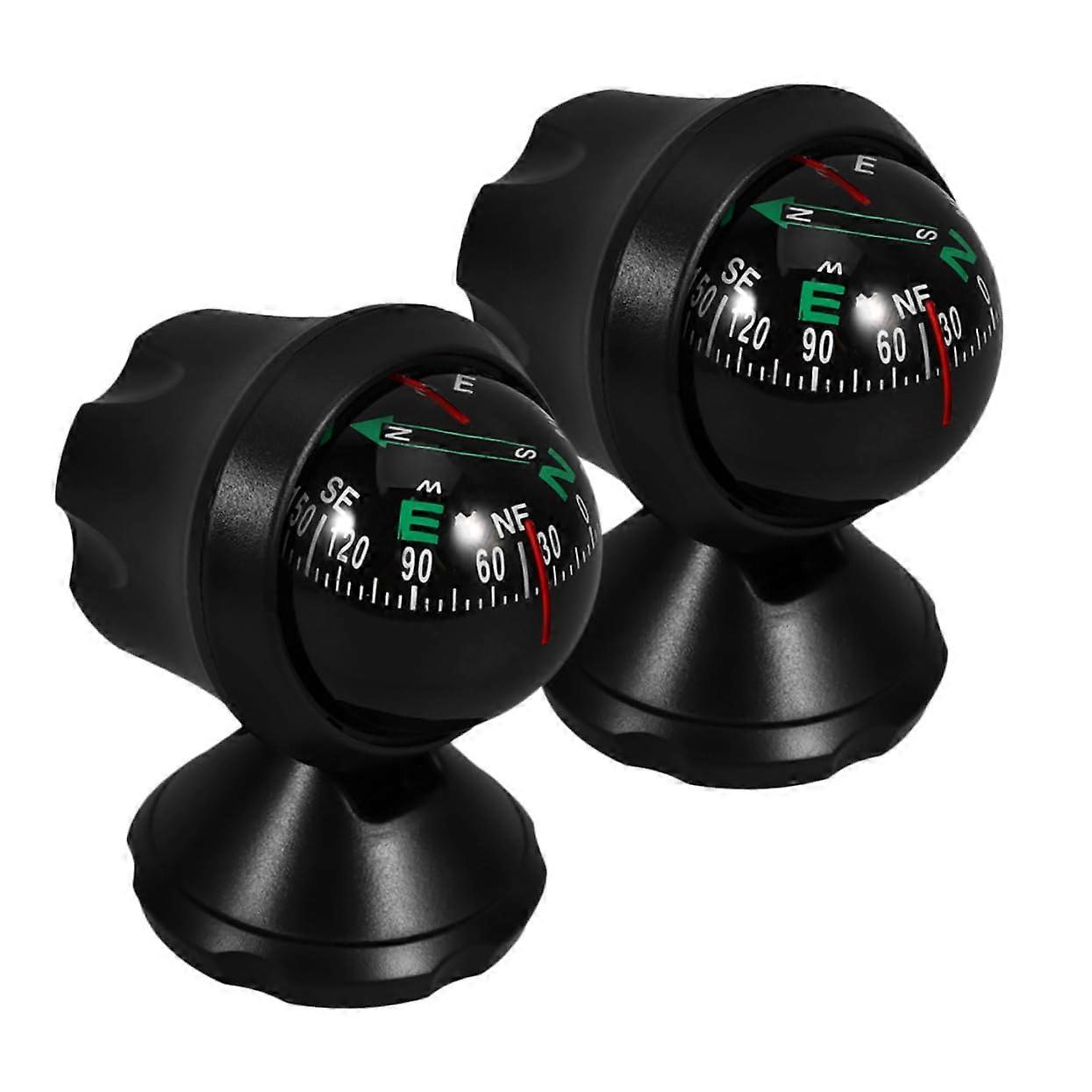 Car Compass for Windscreen Pack of 2 Compact Car Adhesive Compass with Materials for Accurate Direction Display
