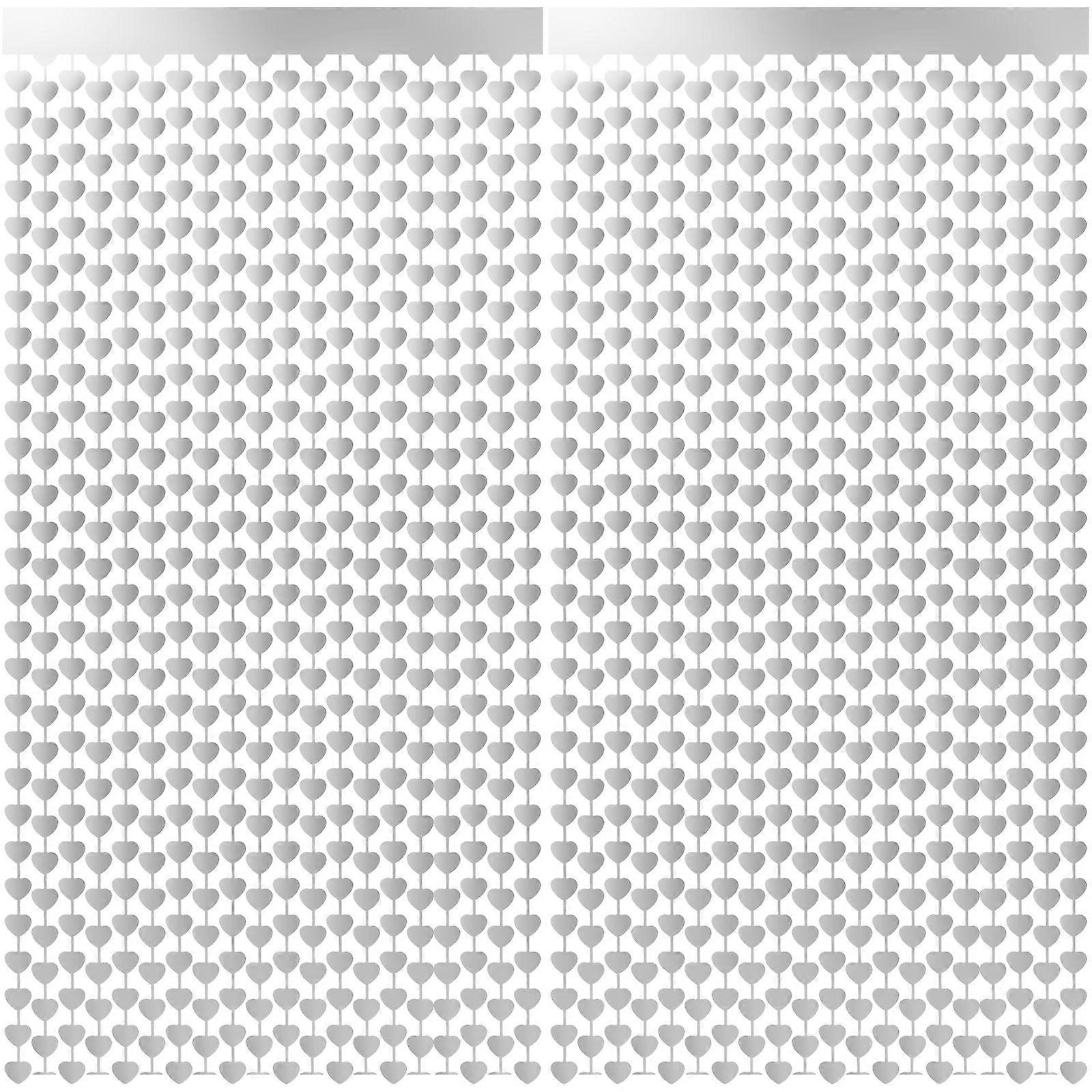 2pcs Valentine's Day Heart Fringe Curtains Wedding Decors Party Hanging Backdrop