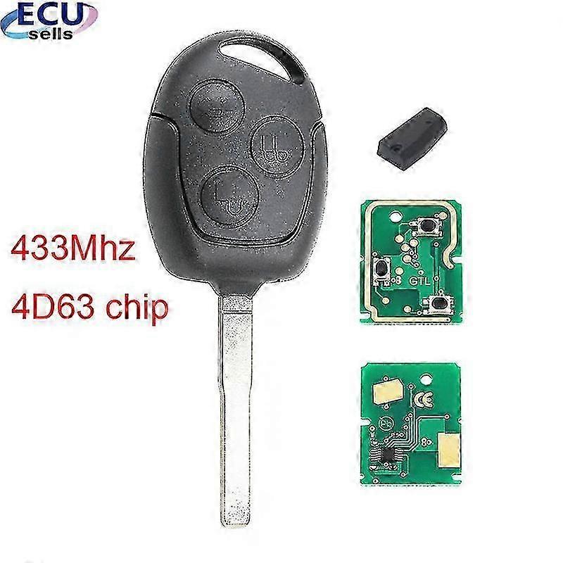 3 botão remoto do carro chave 433Mhz para Ford Focus Fiesta Fusion C-Max para Mondeo Galaxy C-Max S-Max com 4D63 Chip HU101 Yalo