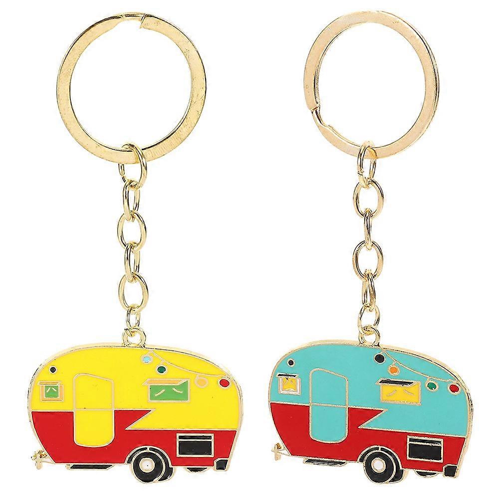 Keyring Practical Camper Shape Keychain Accessory For Daily Use 2Pcs