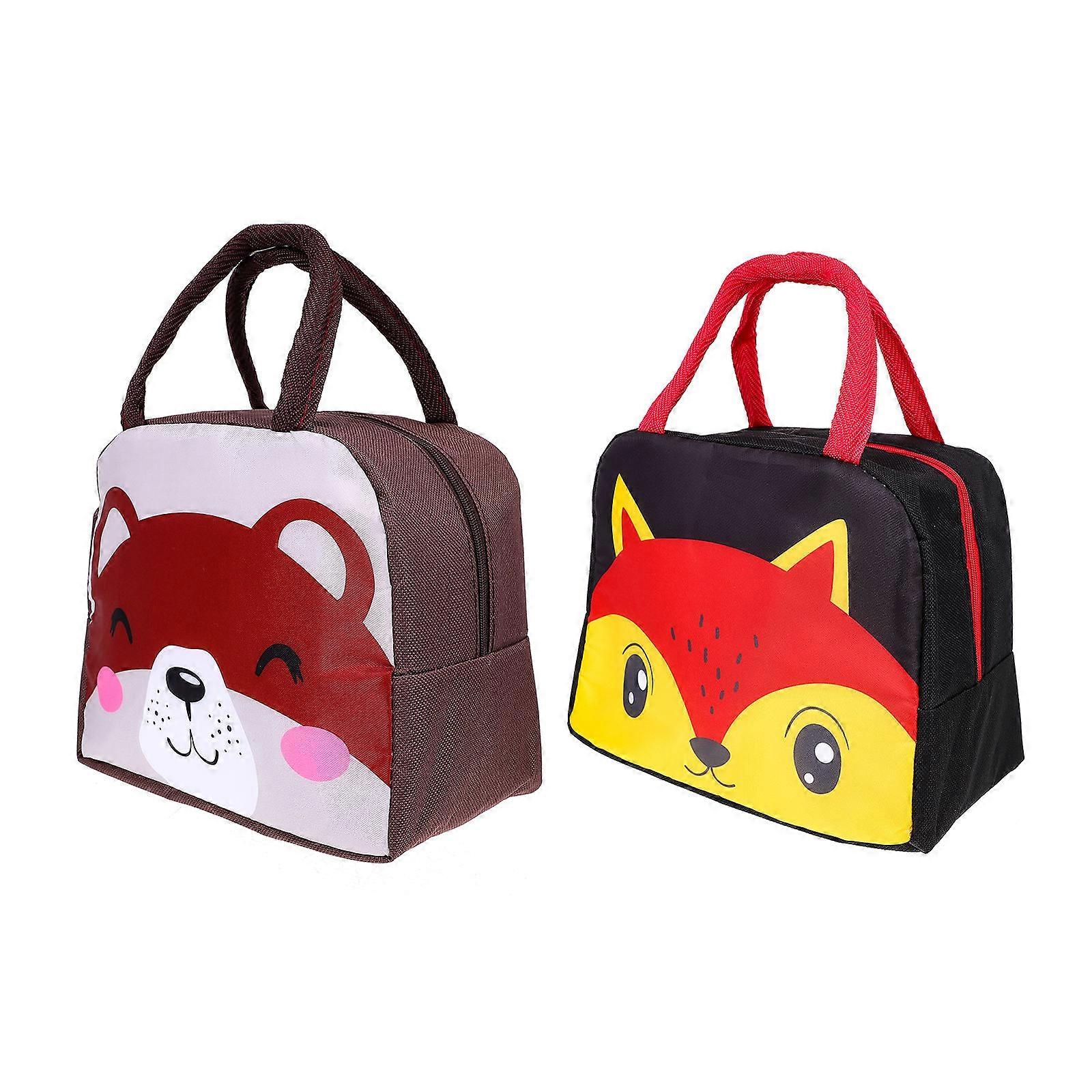 Geantă de prânz pentru copii înghețată Animale de desene animate Imprimare pentru utilizare în aer liber 23X19X13CM Rezistent la scurgeri rezistent la murdărie 2Pack