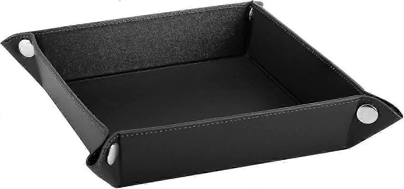 Classic Rectangular Leather Storage Tray Black