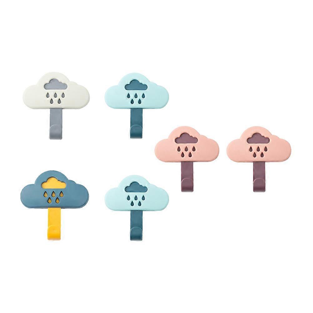 Creative Cloud Shaped Adhesive Hooks for Home Assorted Color No Punching 6pcs