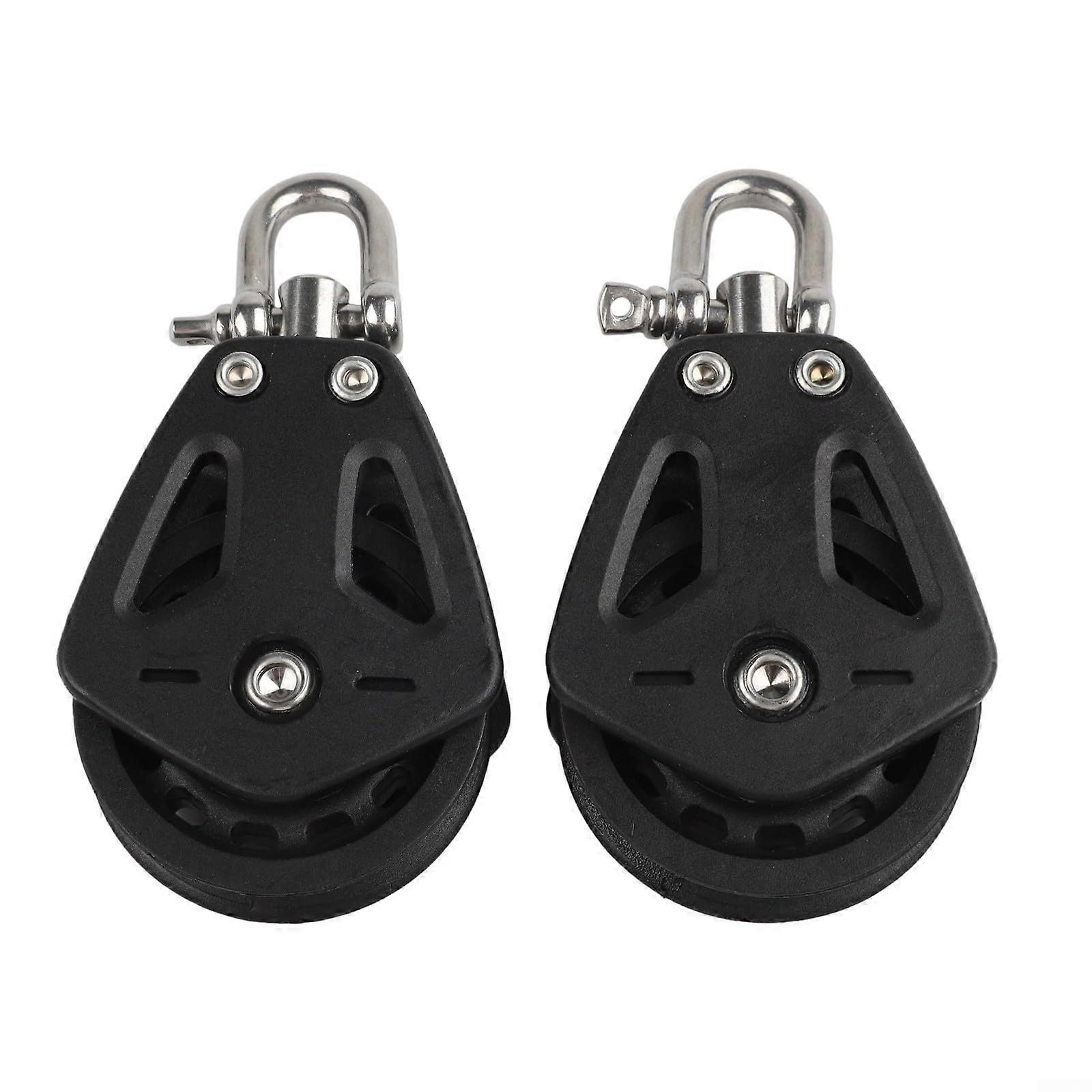 Marine Grade Nylon Heavy Duty Single Sheave Block with Swivel Joint for Sailboat Rigging System 10mm - 2 Pack