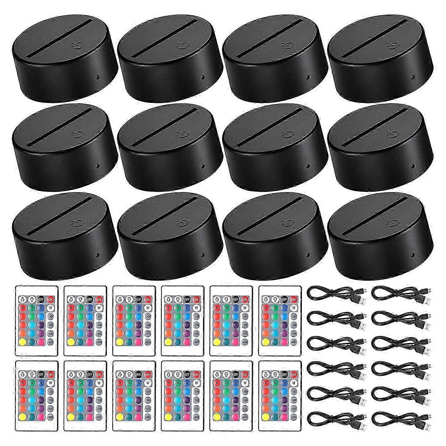 3D Night LED Light Lamp Base with 16 Colors, Suitable for Acrylic and Resin Glass Display