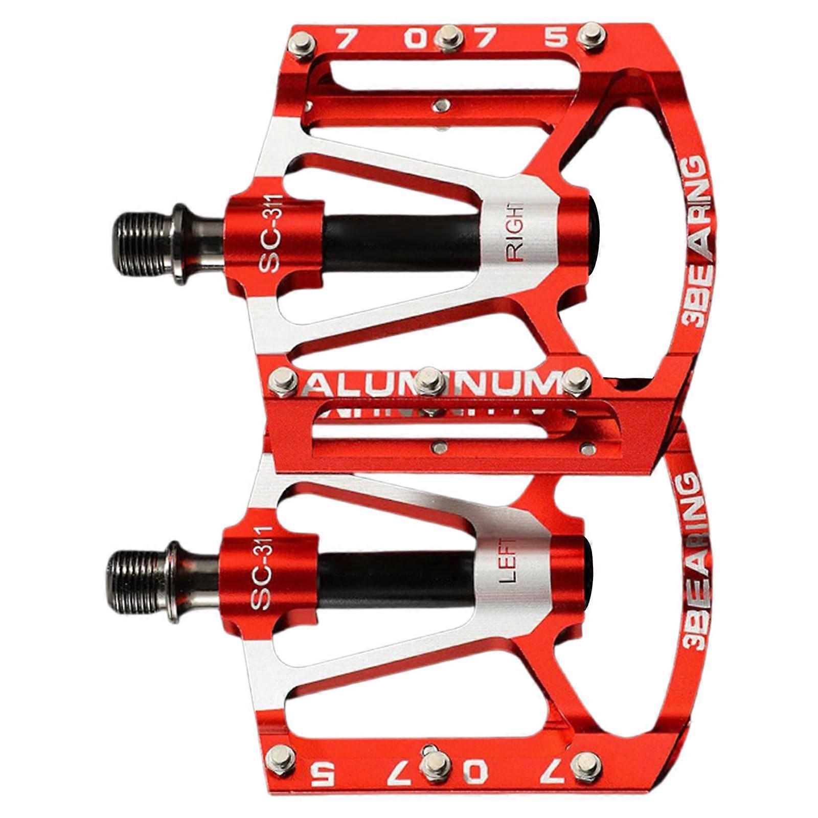 Aluminum Alloy Anti-Slip Road Bike Pedals with 3 Bearings, Wide Flat Mountain Bike Pedals for Enhanced Grip