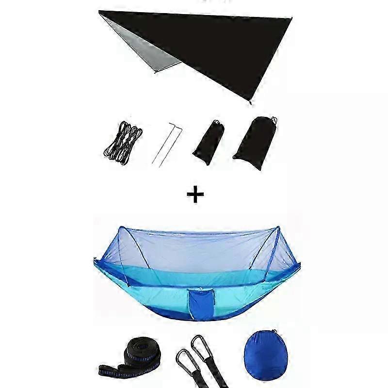 Portable Camping Hammock with Mosquito Net and Sun Shelter, Parachute Swing Rain Fly Canopy