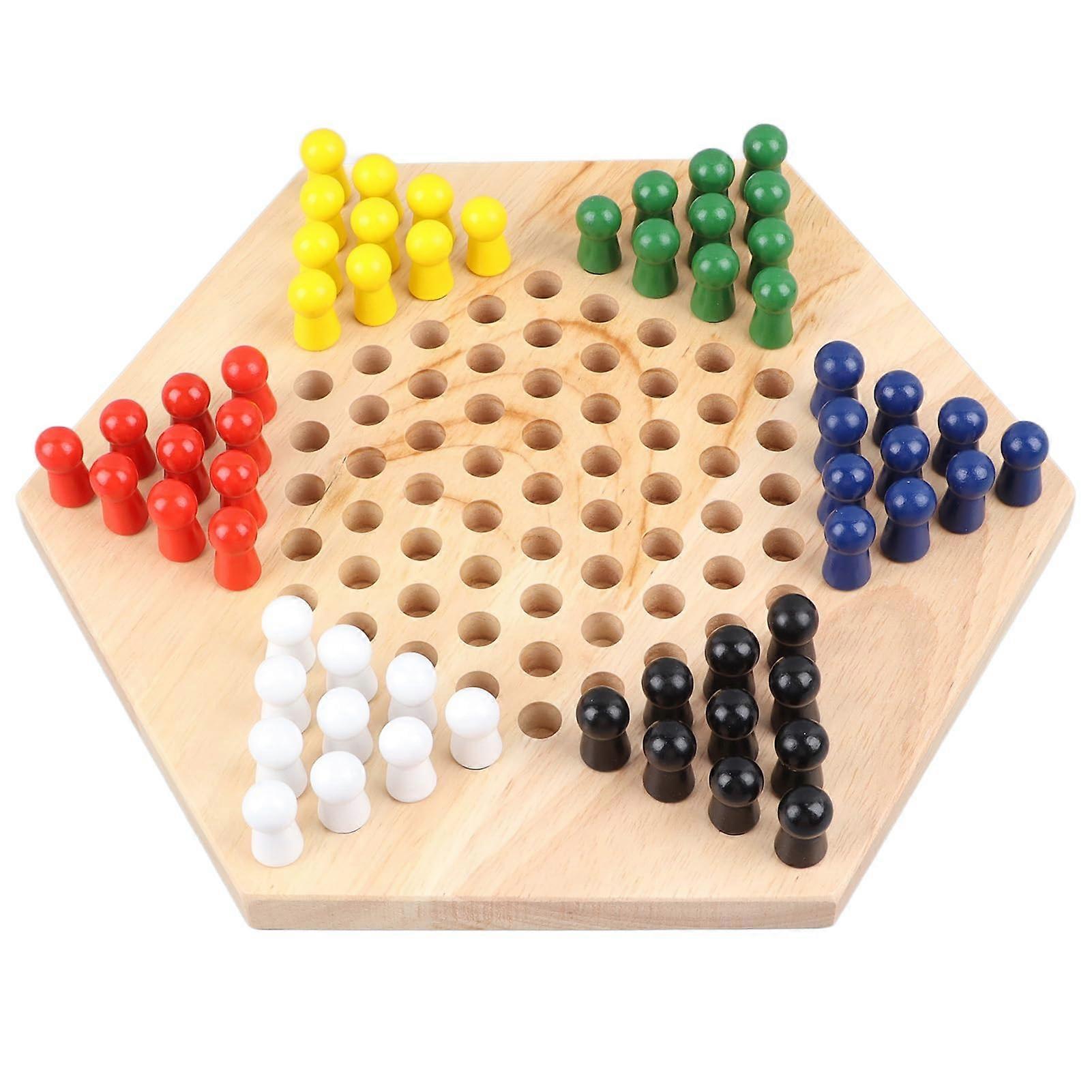Wooden Chinese Checkers for Adults, Logical Thinking Development Games, Suitable for Travel and Camping