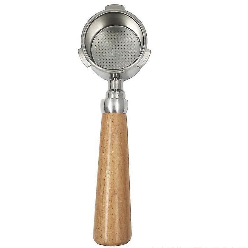51mm Bottomless Portafilter with Wood Handle, Beige Stainless Steel for Espresso Machines, Compatible with 3EARS Models