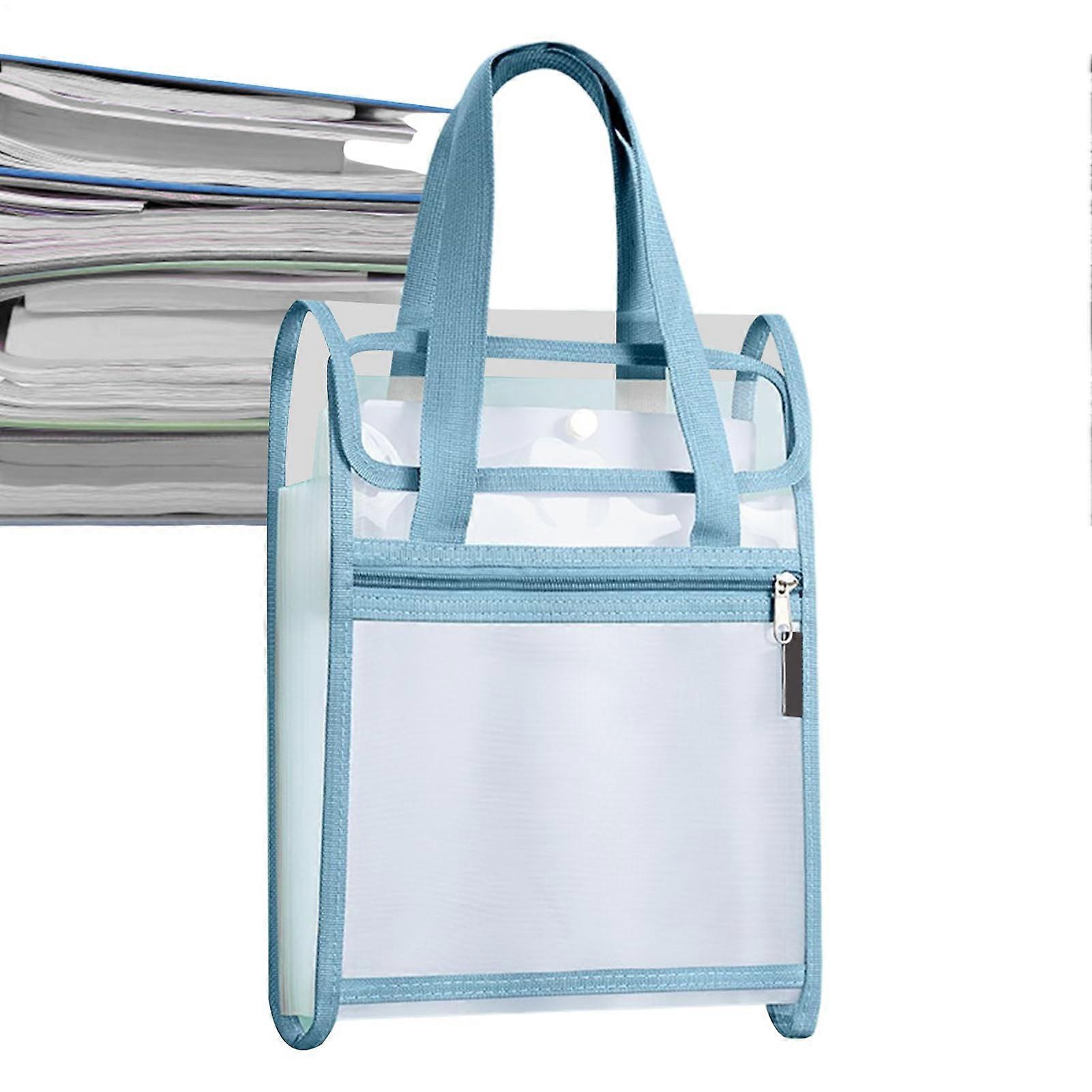 Vertical Document Organizer Bag, 350g Document Organizer Pouch, 13Compartment Accordion File Folder A4 for School Home Travel Nursing Office, Blue