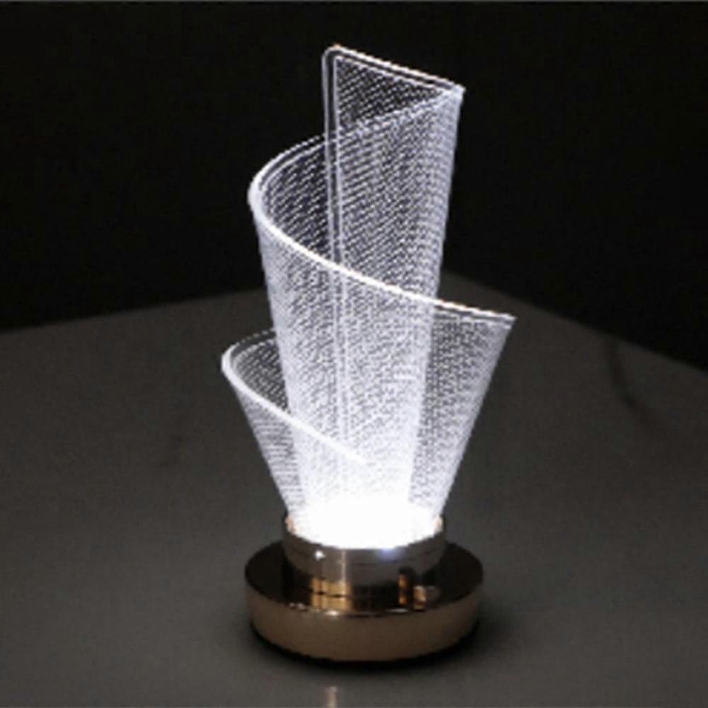 Spiral Design Decorative Table Lamp ABS + Acrylic Rechargeable Bedroom Nightstand Touch Control Ambient Light