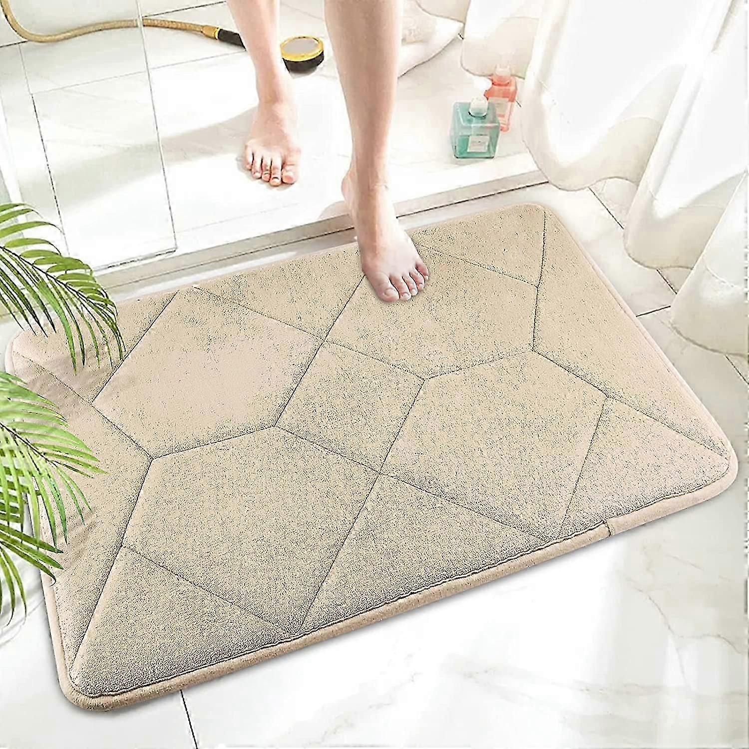 Memory Foam Badeteppich Samt weiche Badezimmermatte (Beige, 16x24 Zoll)