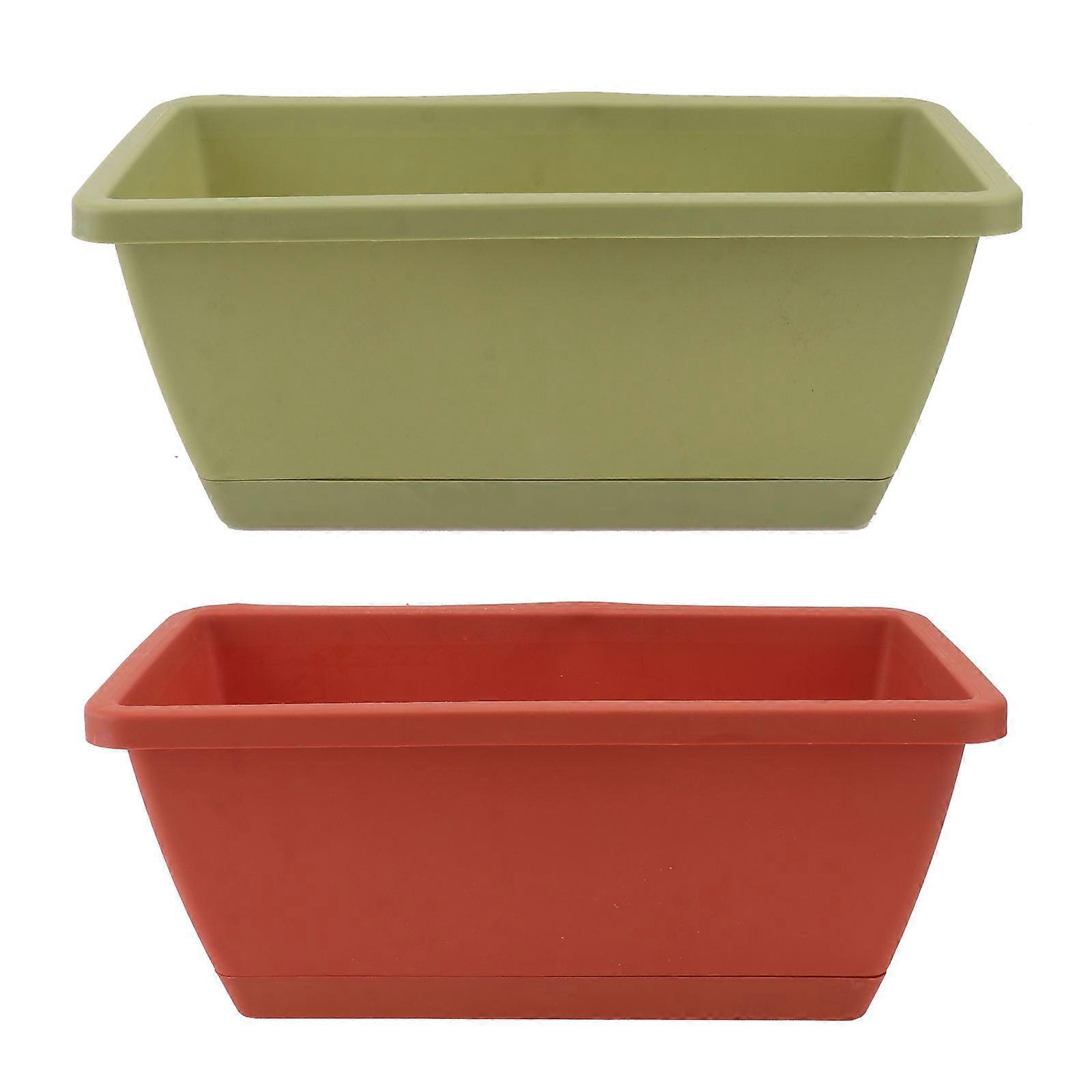 2pcs Household Flower Pot Vegetables Planting Basin Plastic Plant Pot(Red Green)