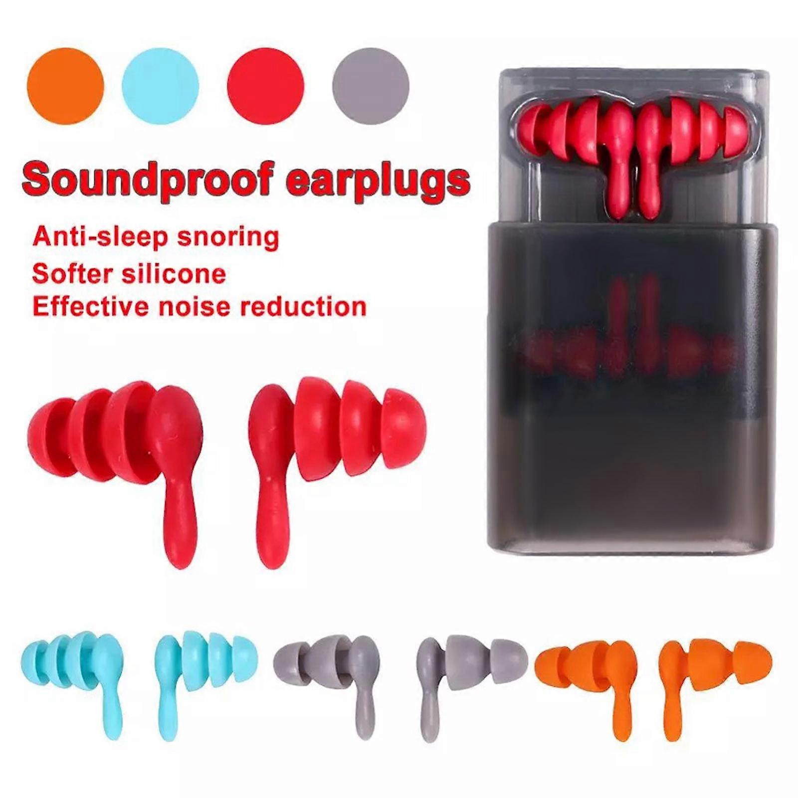 Noise Cancelling 2 Pairs Reusable Soft Silicone Plugs Sound Blocking Reduction Ear Buds for Sleeping Snoring Travel Studying Work