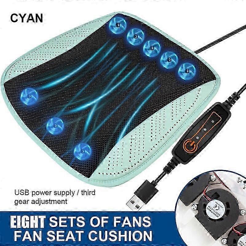 Summer car cushion with USB-powered cooling fans