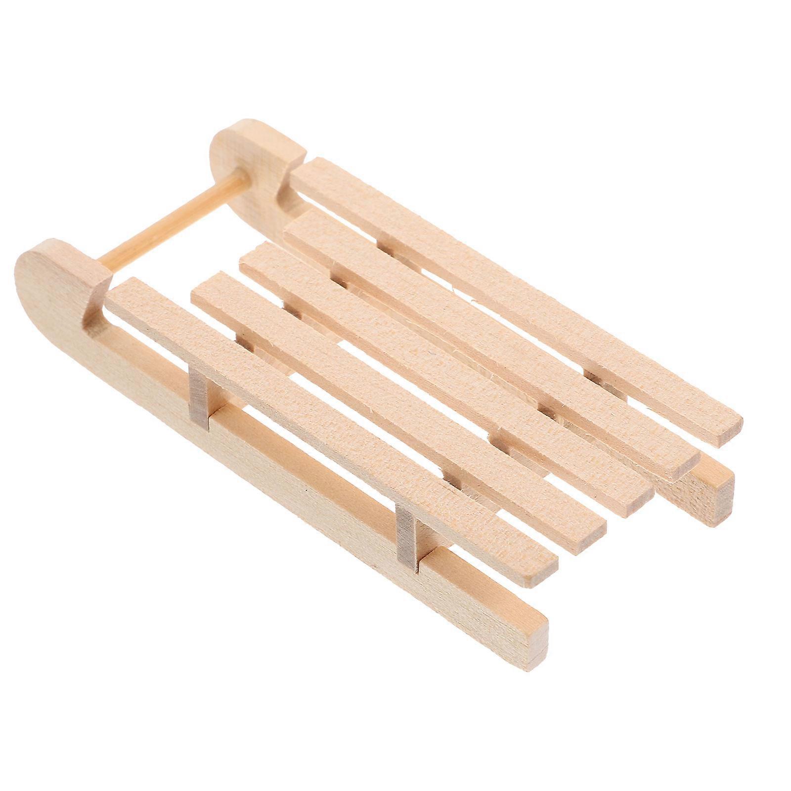 Decorative Mini Sled Ornament For Bookshelf Decor Wood Material 8.50X3.50X1.50CM 2Pcs