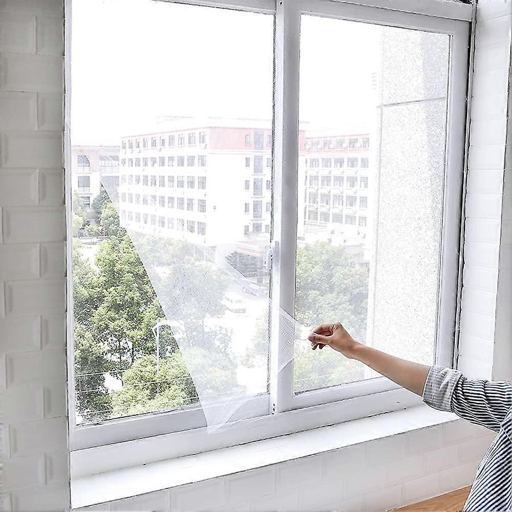 Self Adhesive Window Screening Mesh Anti Mosquito Bugs Flies Insects Room Curtain(130*150cm)