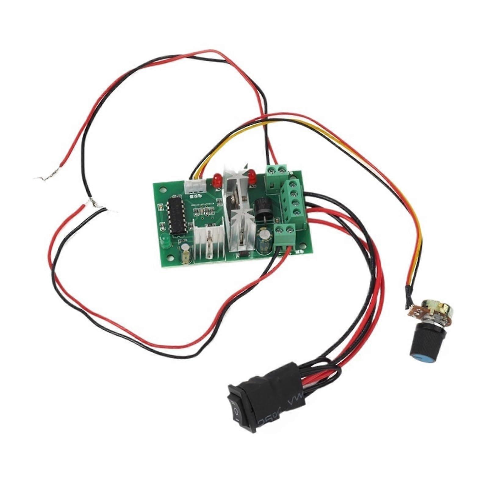 Brushless DC motor control with adjustable forward and reverse switching speed, maximum output power, current regulator motor controller