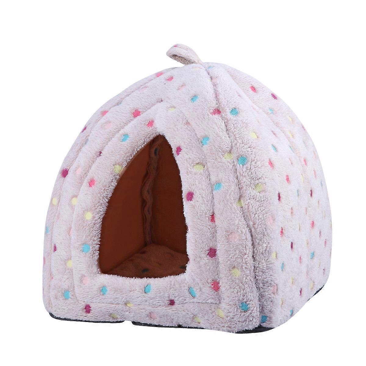 Cozy Nest Bed Triangular Dog House For Small Medium Pets Indoor Use Coffee 40.00X35.00X35.00CM Warmth Comfortable Resting 1Pack