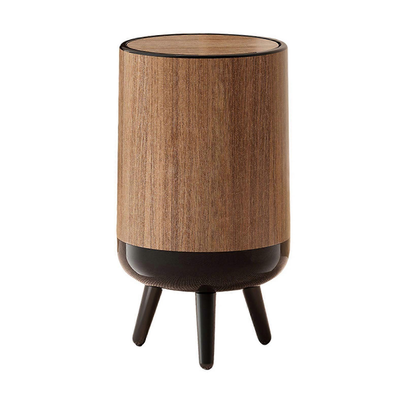 High Legged Waste Bin Plastic Wood Grains Trash Can Ergonomic Height Garbage Basket For Kitchen Office Bathroom Use Multicolor