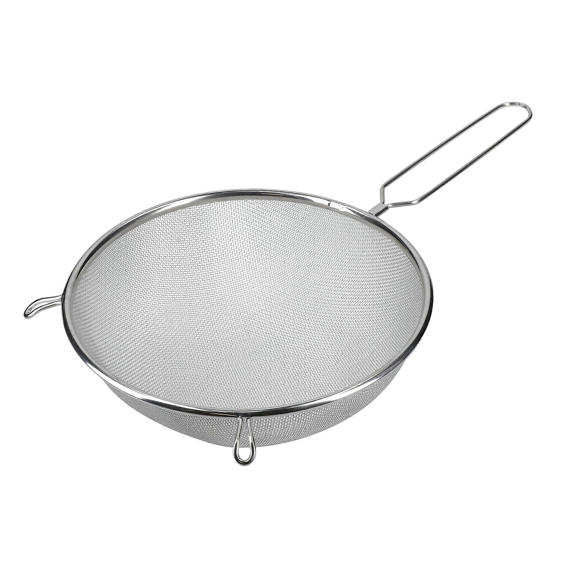 Large Fine Mesh Metal Kitchen Strainer, Stainless Steel Round Strainer, 25cm, 1 Piece, Silver
