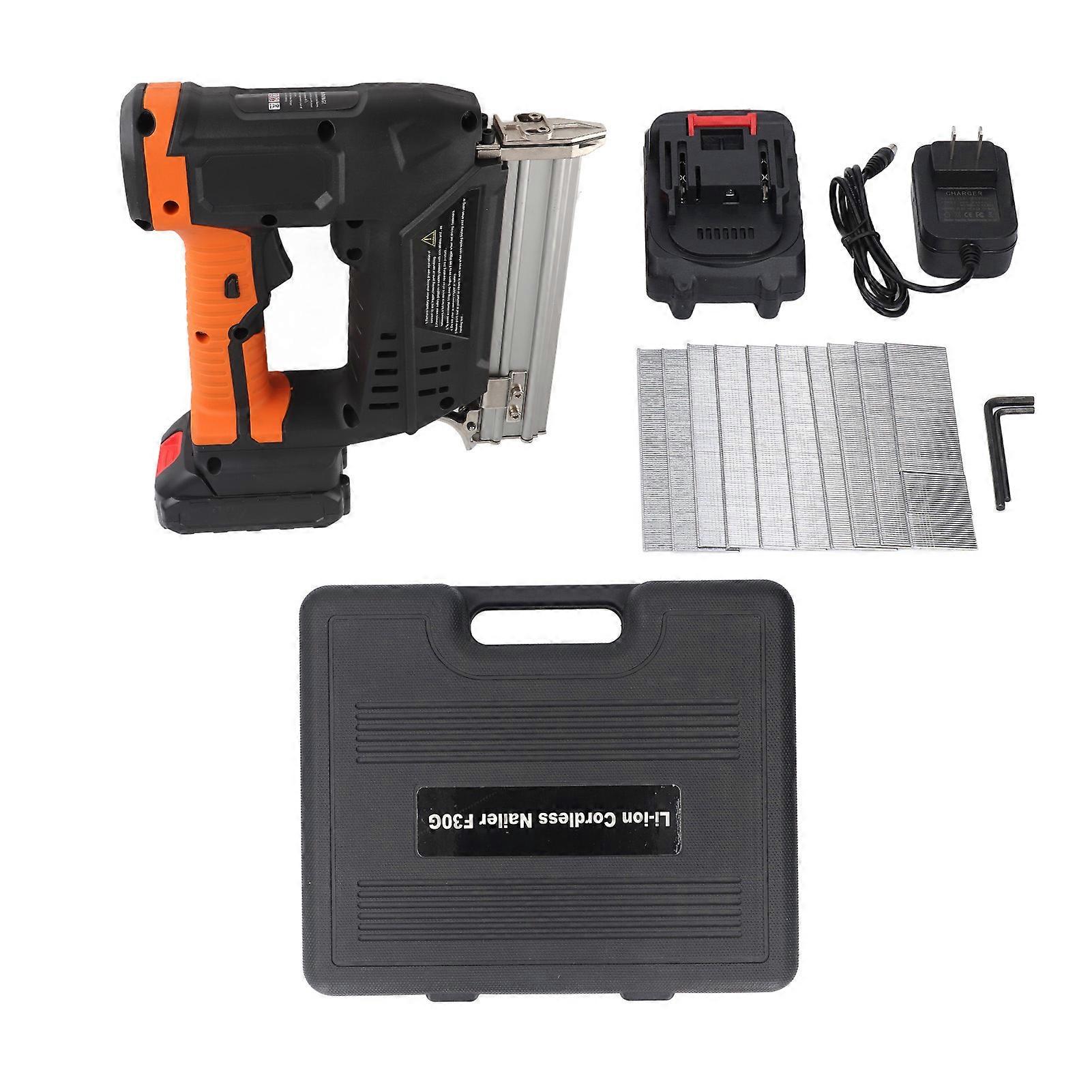 Cordless Nailer Kit 18V 2Ah Lithium Battery Powered Electric Staple Gun for Woodworking Projects
