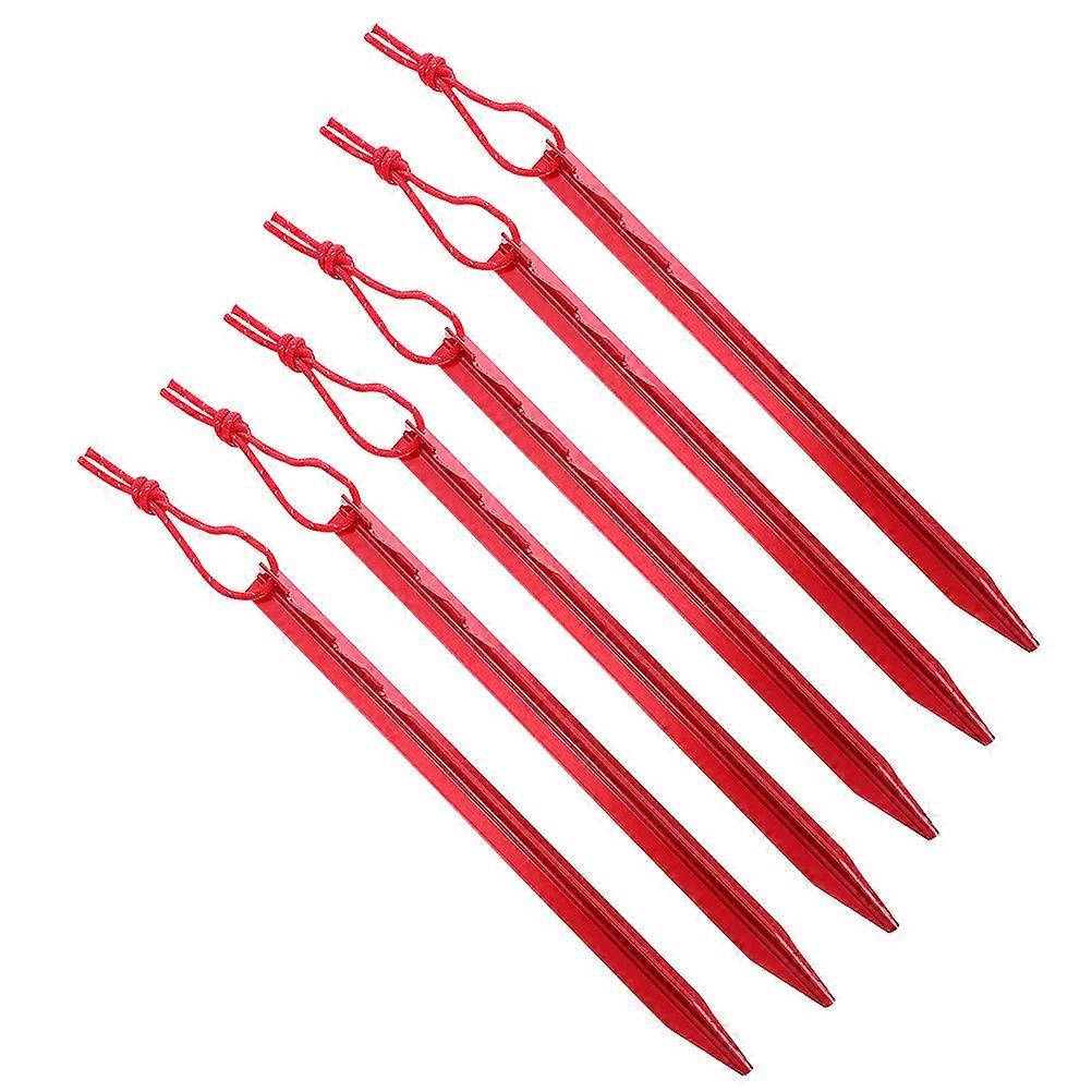 6pcs Camping Safety Stakes Ground Tent Fixing Stakes with Rope Camping Tools