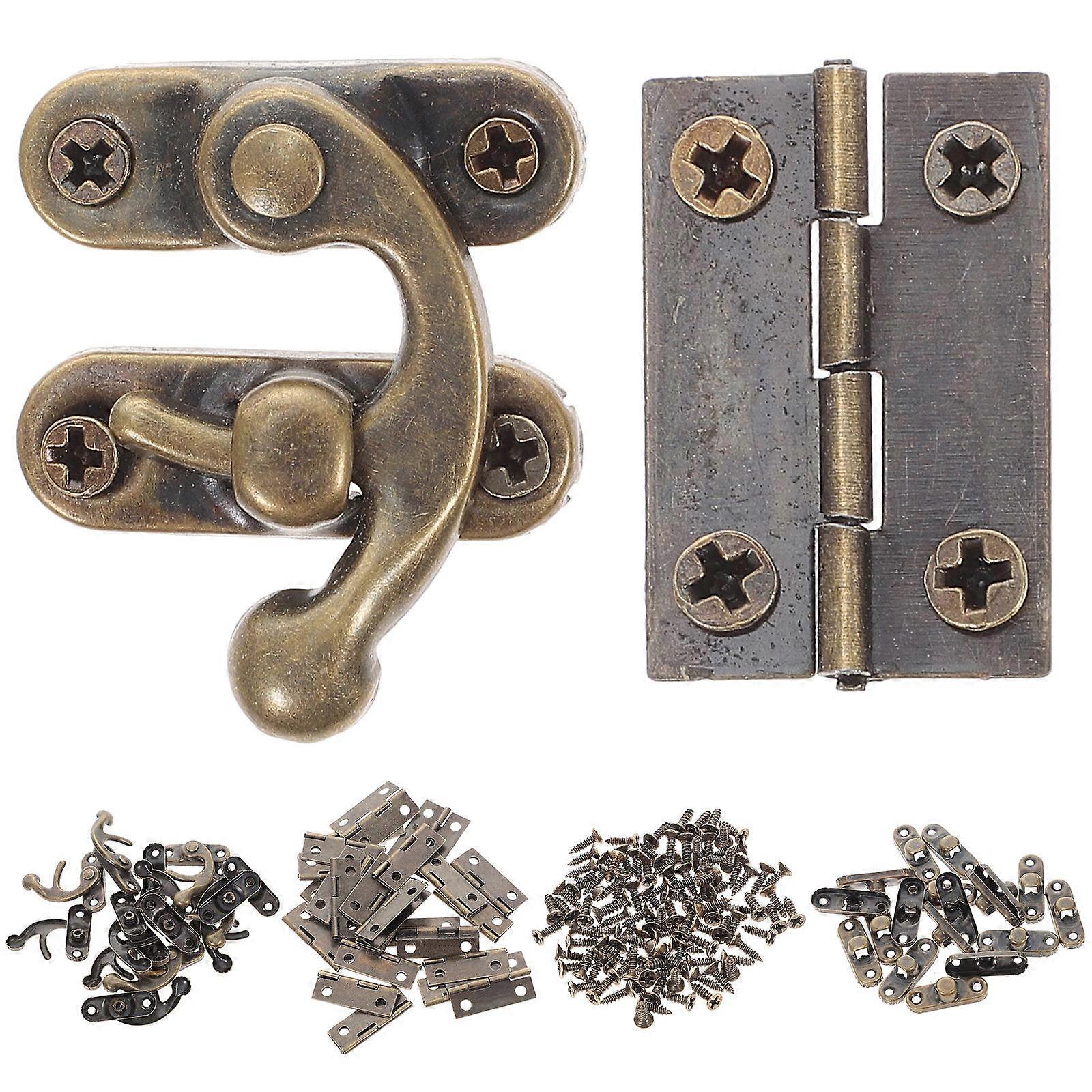 Latch Hinges Antique Brass Plating Wooden Box Repair Damaged Boxes 0.94X0.59X0.08in Small Hinge Swing Arm Locking 1 Set