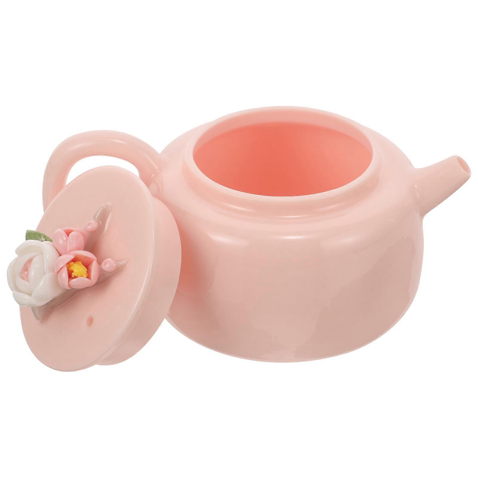 Flower Pinch Design Ceramic Teapot Tea Making Pot Retro Style Pink 14.00X8.00X7.50CM Ceramic Material 1Set