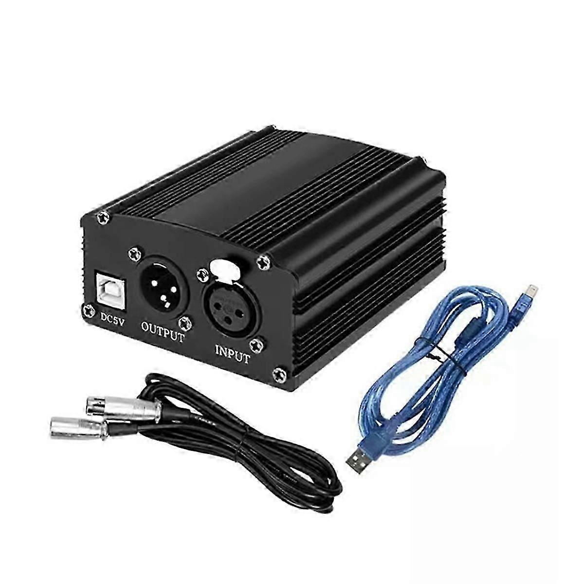 1-قناة 48V Phantom امدادات الطاقة مع XLR 3 دبوس كابل ميكروفون لموسيقى ميكروفون المكثف Re-Good