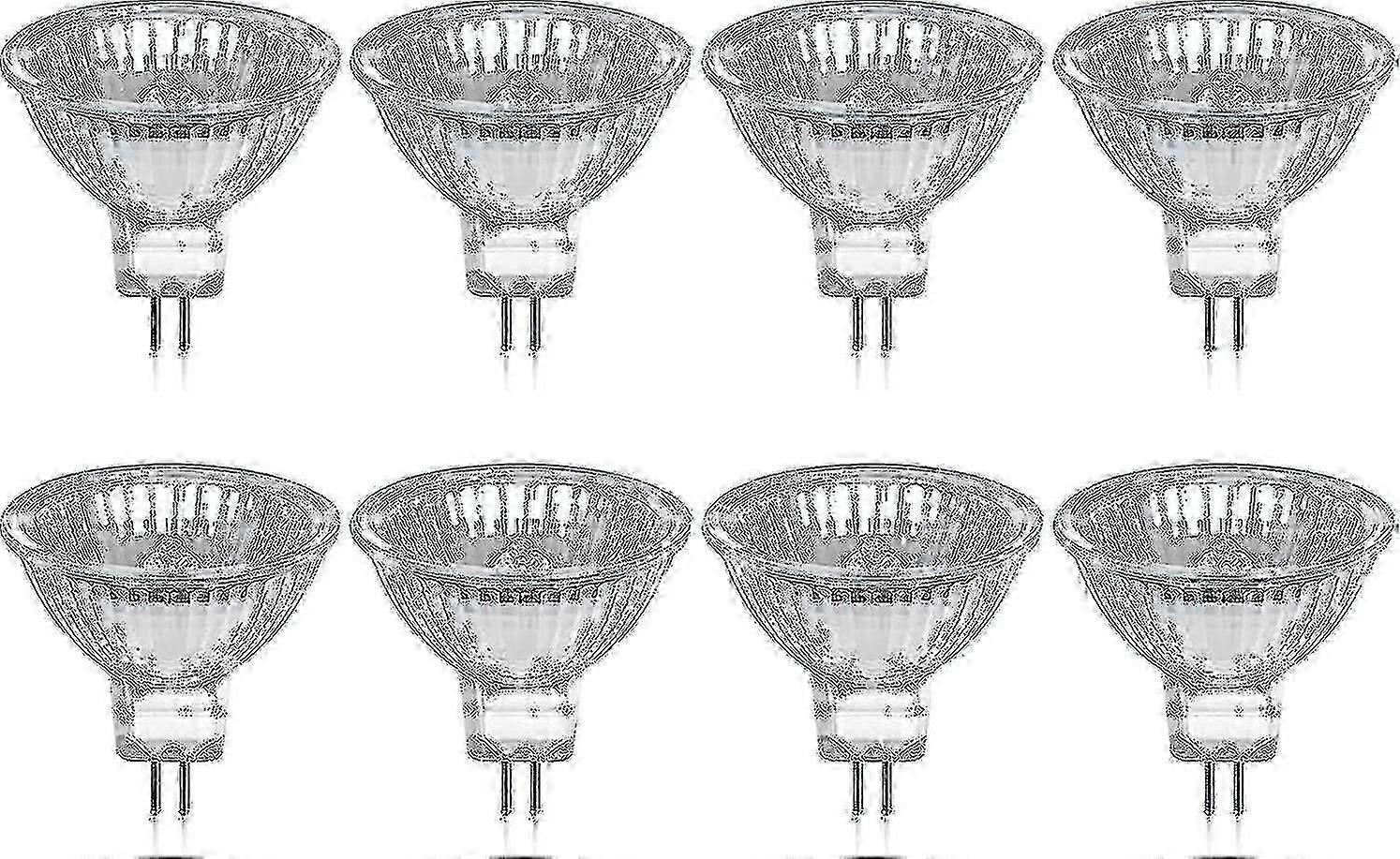 Ensemble de 8 Gu5.3 Mr16 20w 12v Ampoule halogène blanc chaud, couvercle en verre 400lumen 2 broches Remplacement de projecteur pour halogène 20w