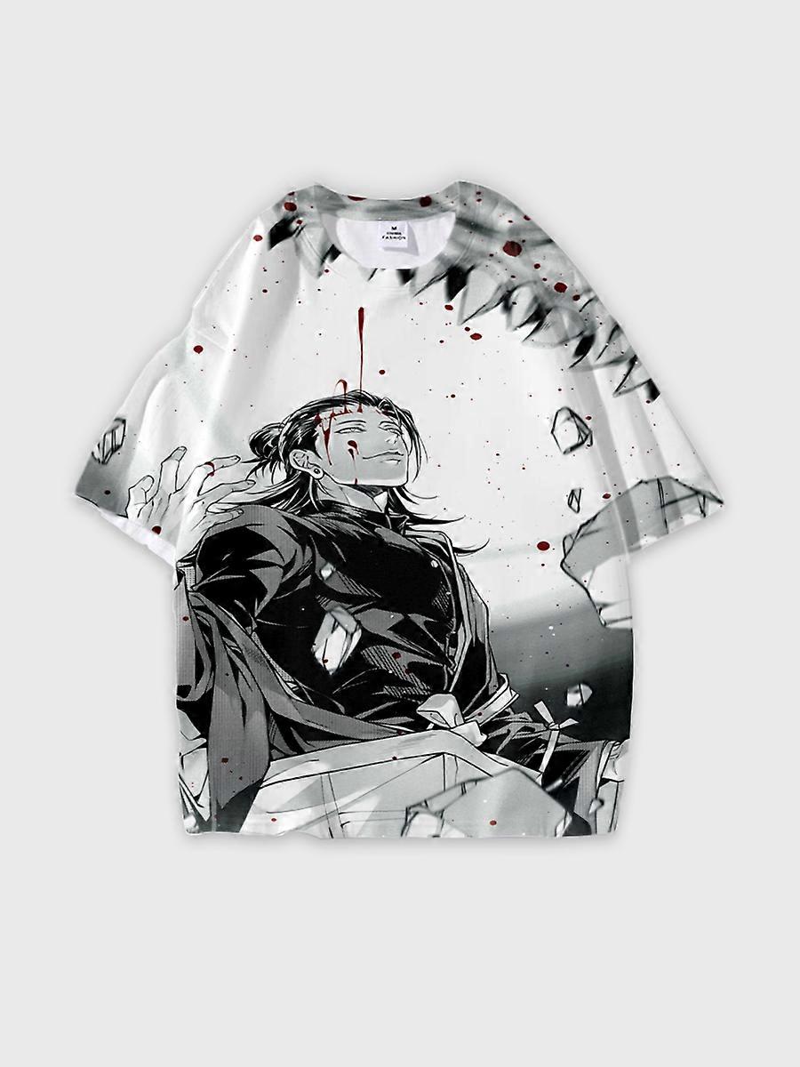 T-shirt round neck Character Pattern loose short sleeve P1540