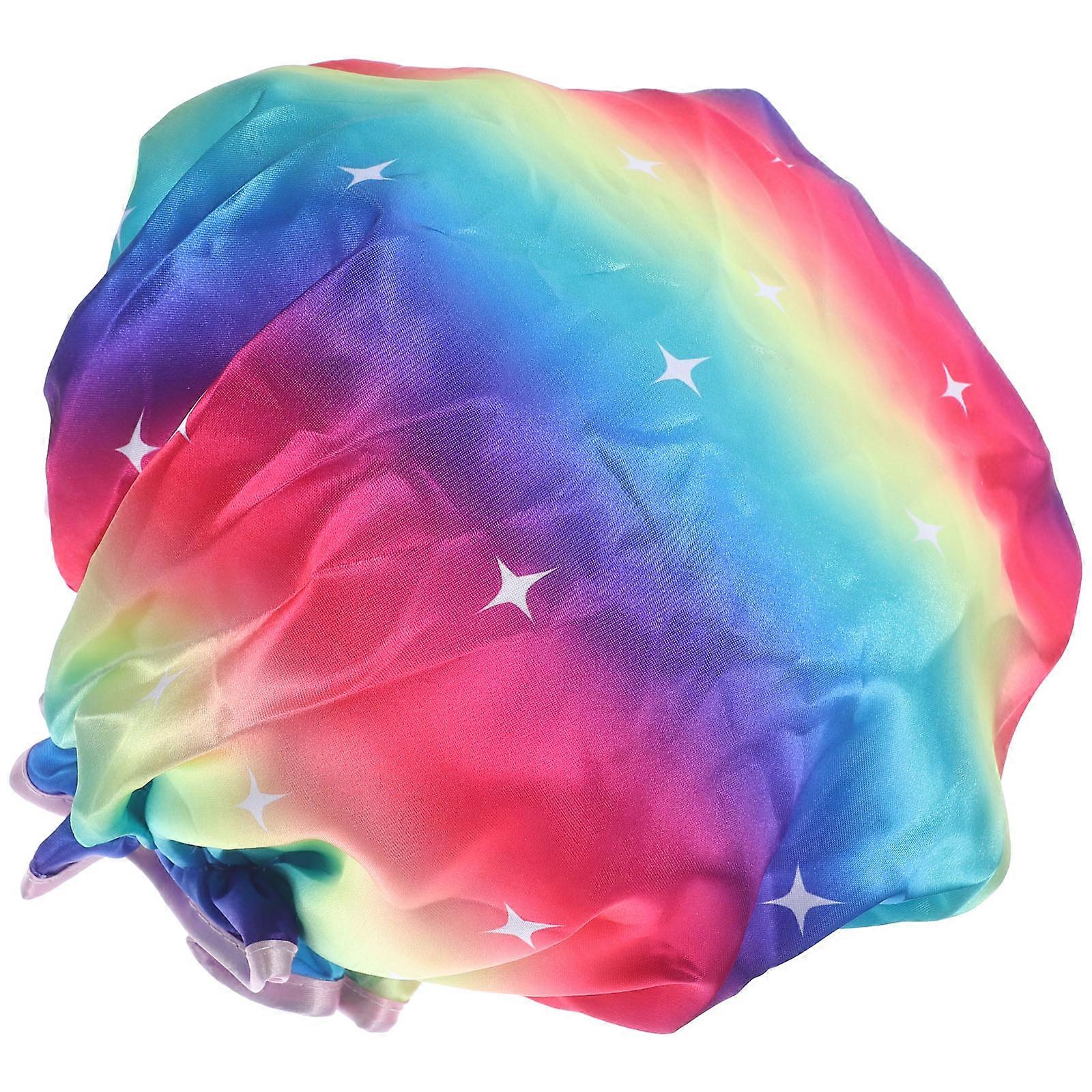 Satin Reusable Shower Hat for Women and Men with Elastic Band Multi Color PEVA Bath Cap Lightweight Travel Size