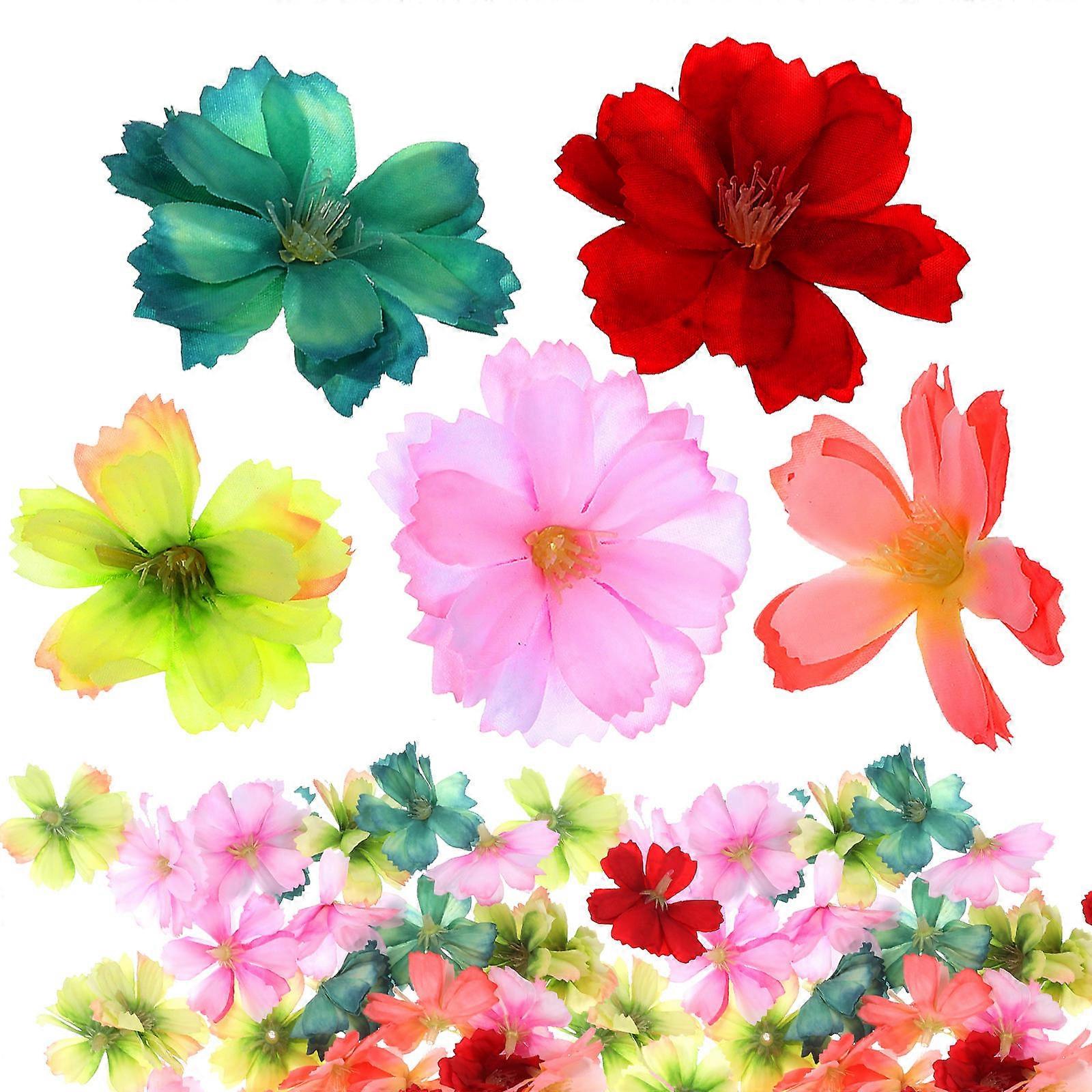 クラフト用の50個の人工梅の花の頭、結婚式の装飾小道具、バレンタインデー、家と店の装飾、リアルなフェイクフラワーヘッド