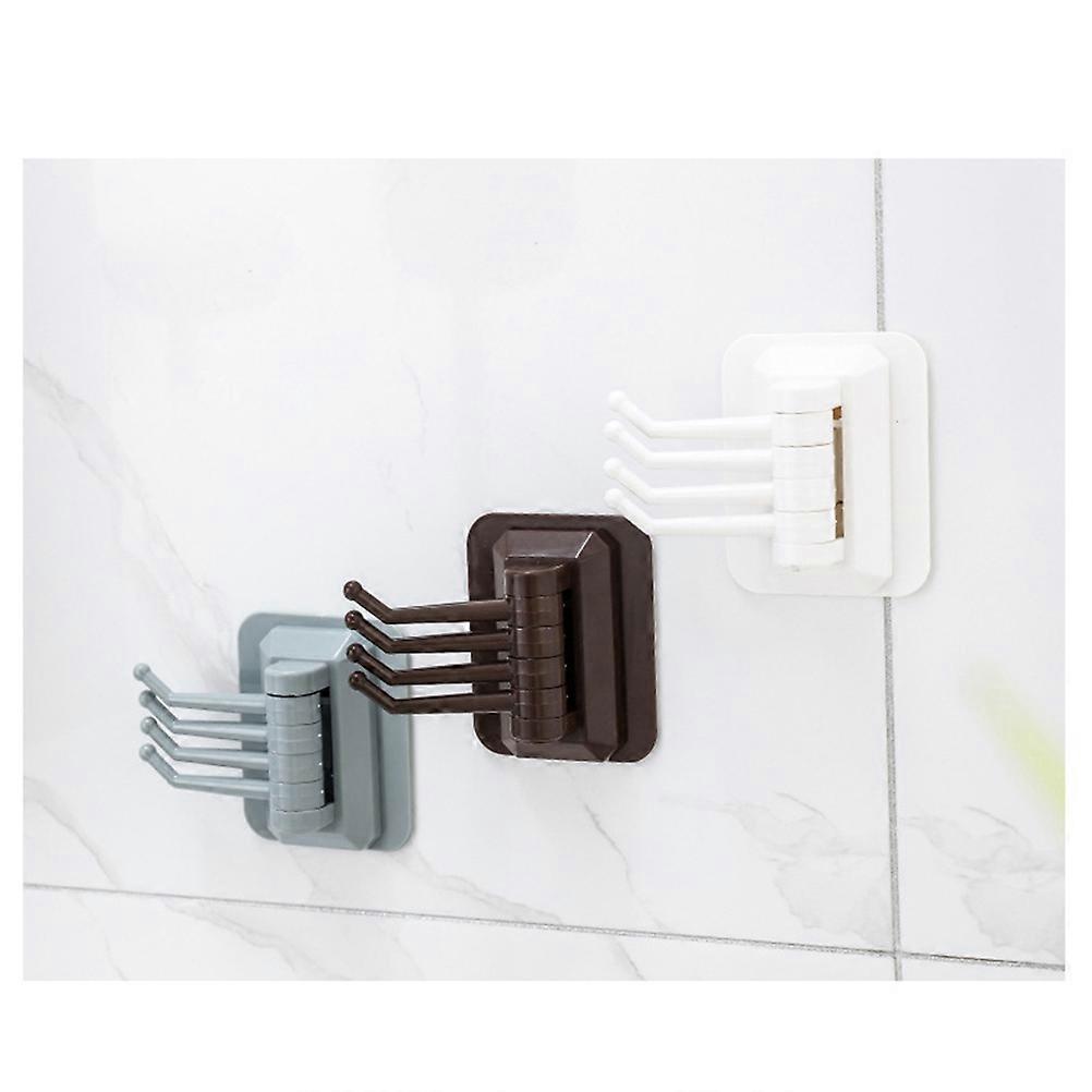 Rotatable 4Hook Coat Hanger with ABS Material and Card Slot Design for Bathroom Towel Rack Grey 180 Degree Rotation