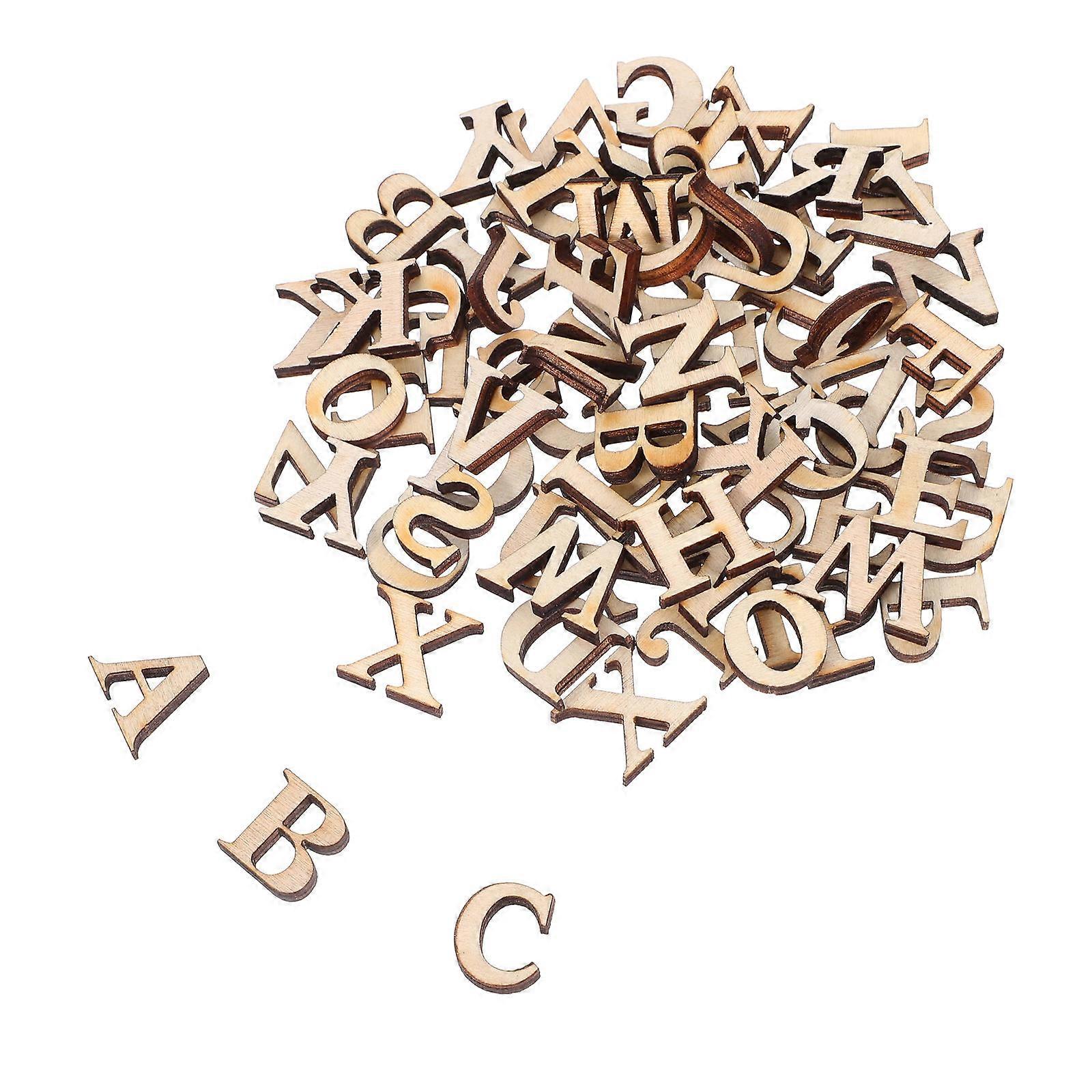Khaki Wooden Chips with 26 Alphabet Letters for Children Learning and Playing Smooth Edged Synthetic Material 78 Pcs