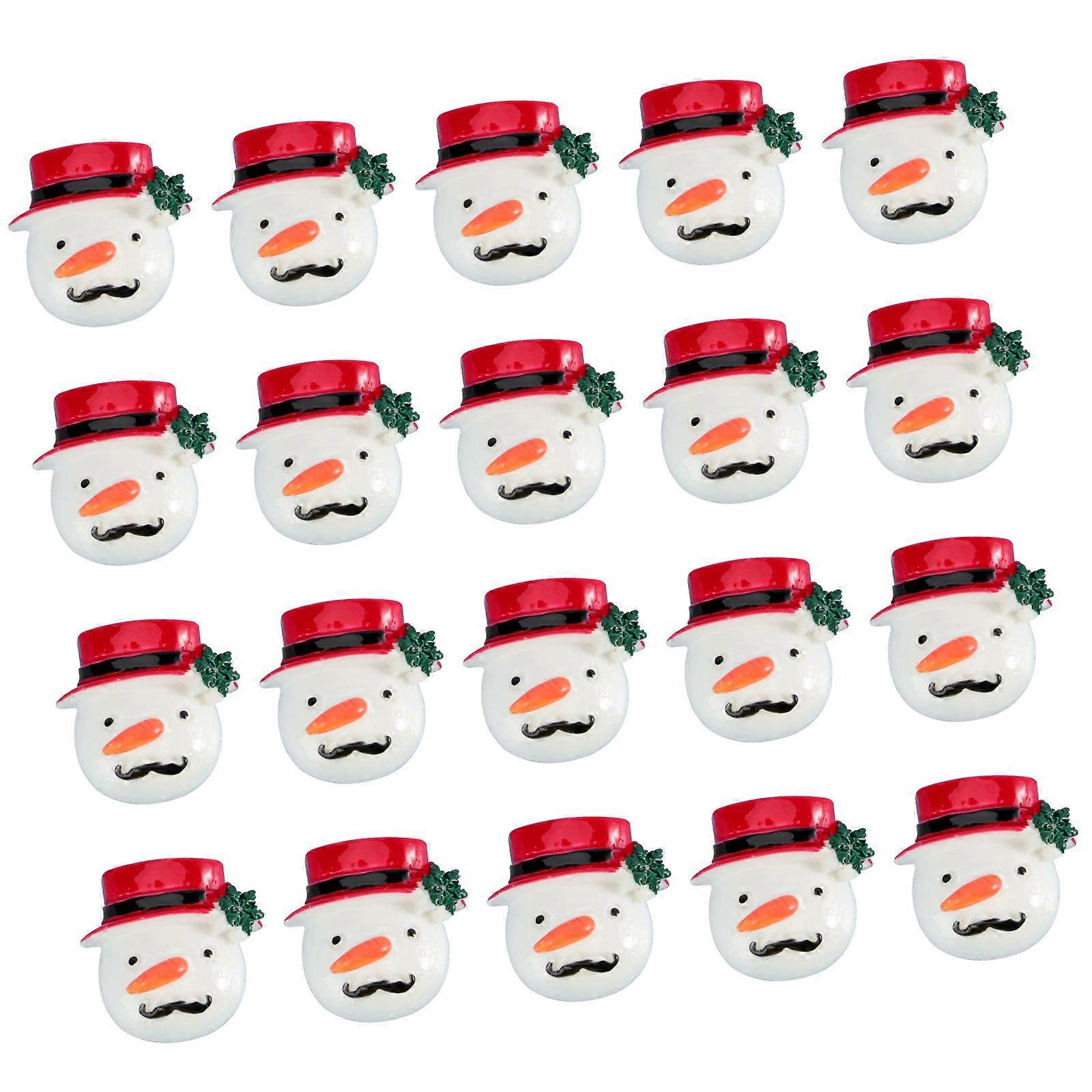 20pcs Resin Beads Snow Man Resin Charms Slices Christmas Flatback Buttons