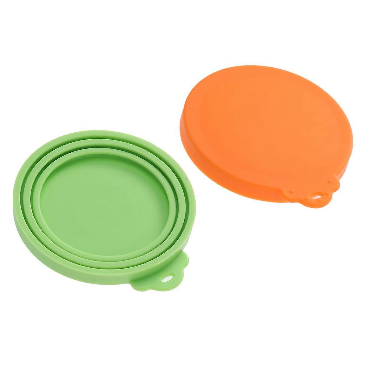 Food-Grade Silicone Can Lids For Pet Food Container Orange And Green 2Set Sealing