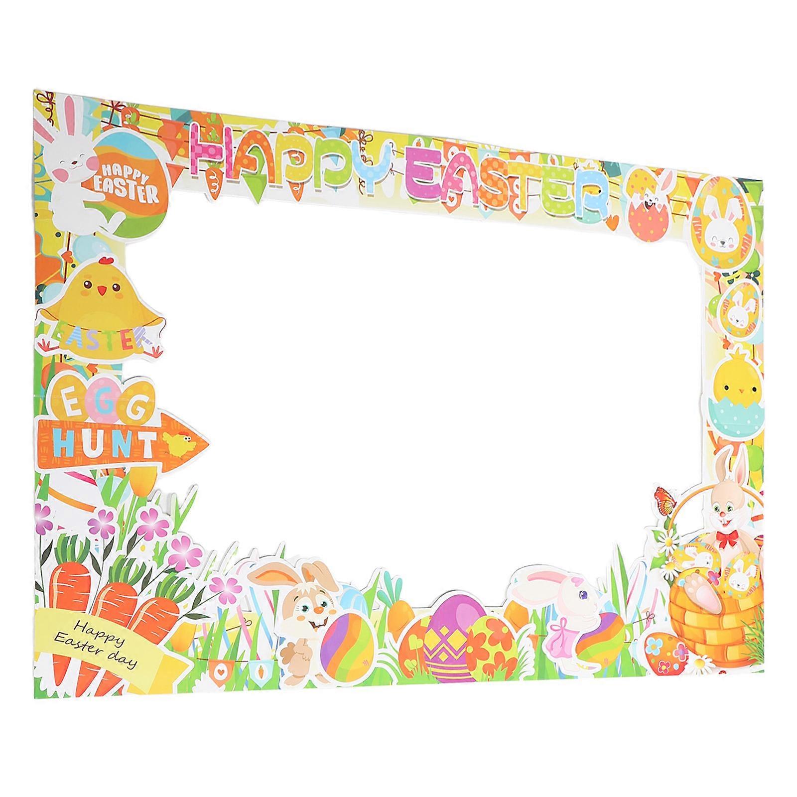 Easter Photo Booth Frame Handheld Props Lightweight Cute Bunny Chick DIY Decorations for Holiday Parties Family Gatherings Festive Events