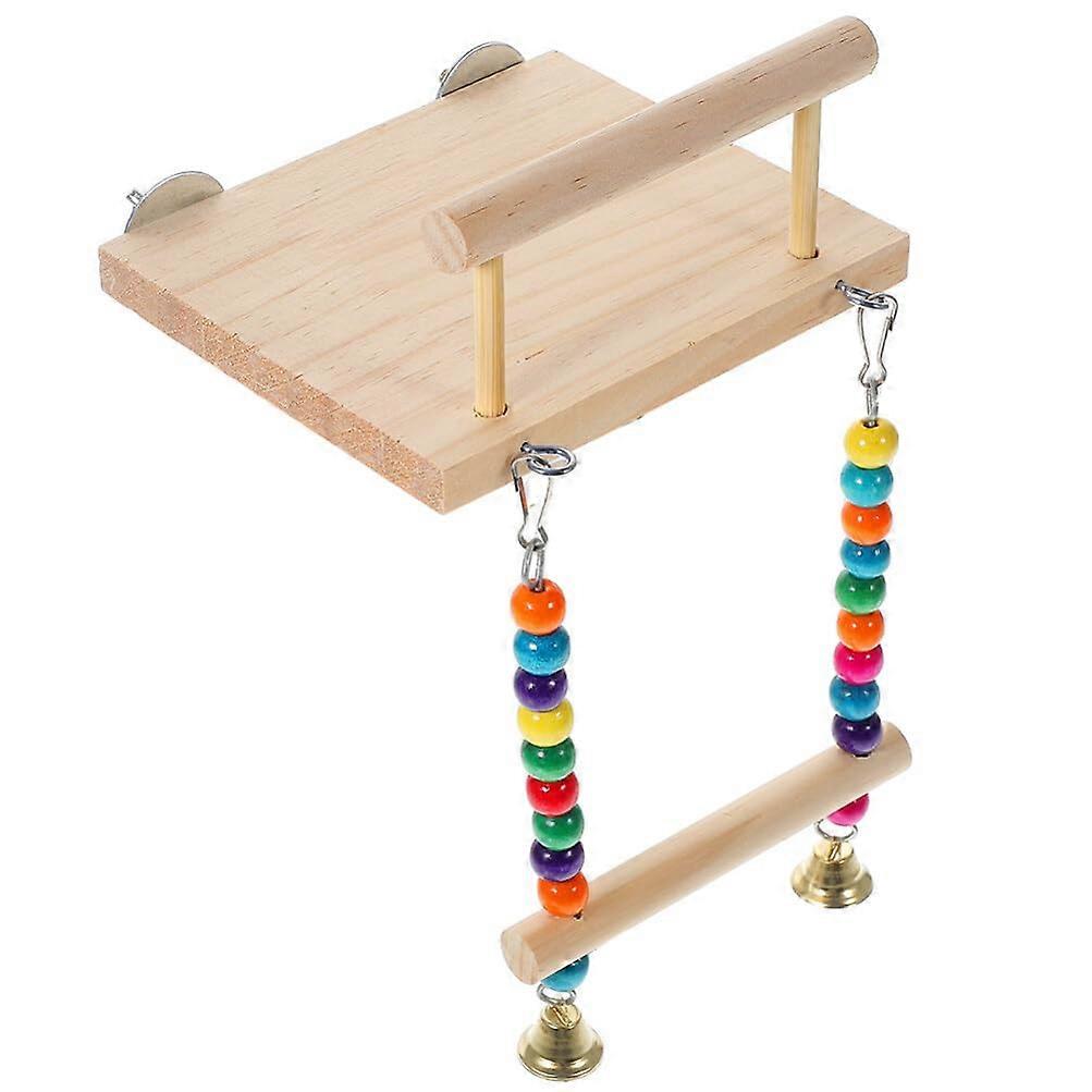 Wooden Bird Perch for Parrots Practical Chew Toy with Swing Function for Bird Cages Elevated Activity Area for Budgies and Cockatiels Decorative
