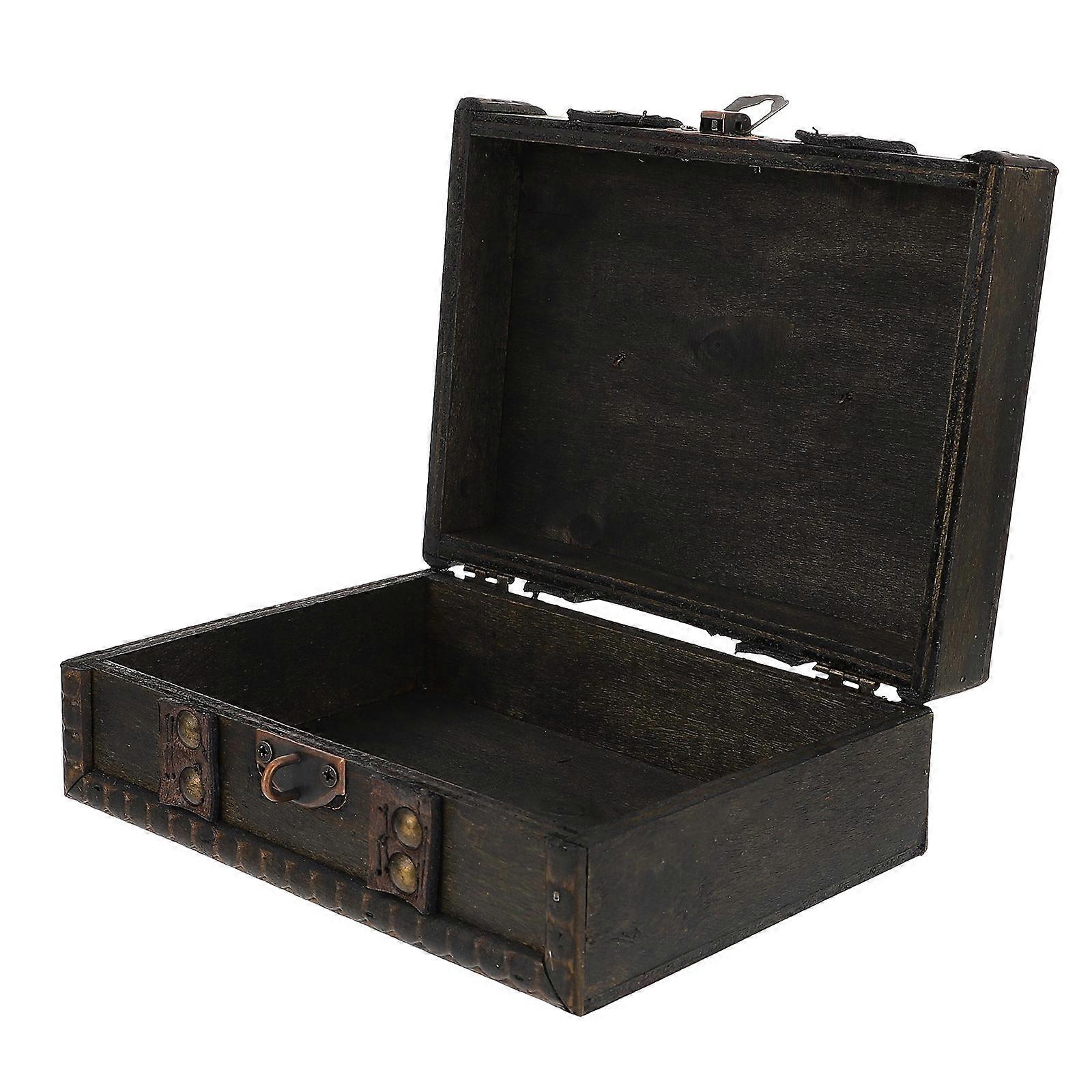 Vintage Style Wooden Storage Box with Lock for Jewelry, Keepsakes & Small Items – Decorative Trinket Box with Lid