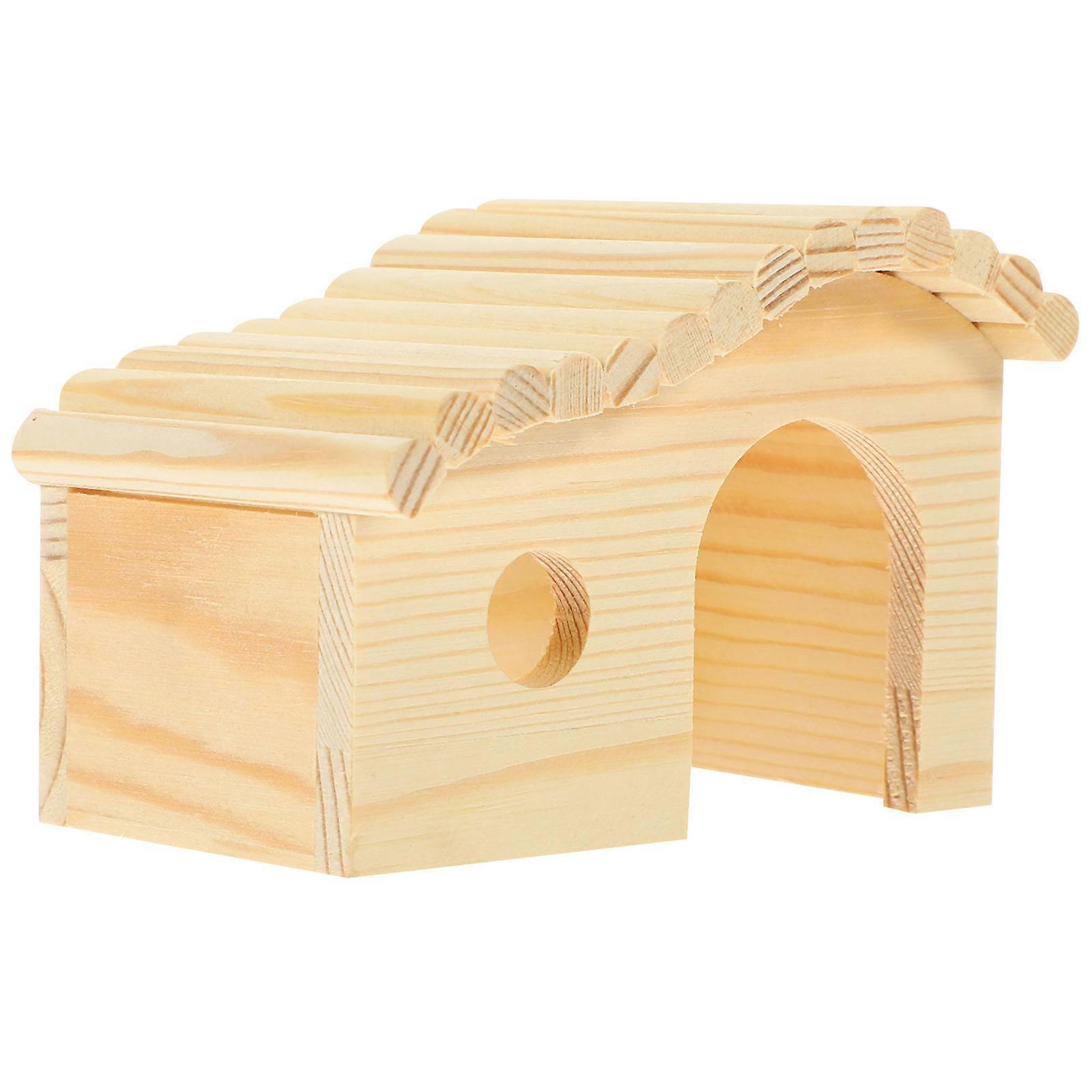 DIY Wood Hut House Hideout for Dwarf Hamsters Small Animals Pet Rat Mouse Guinea Pig 1 Set