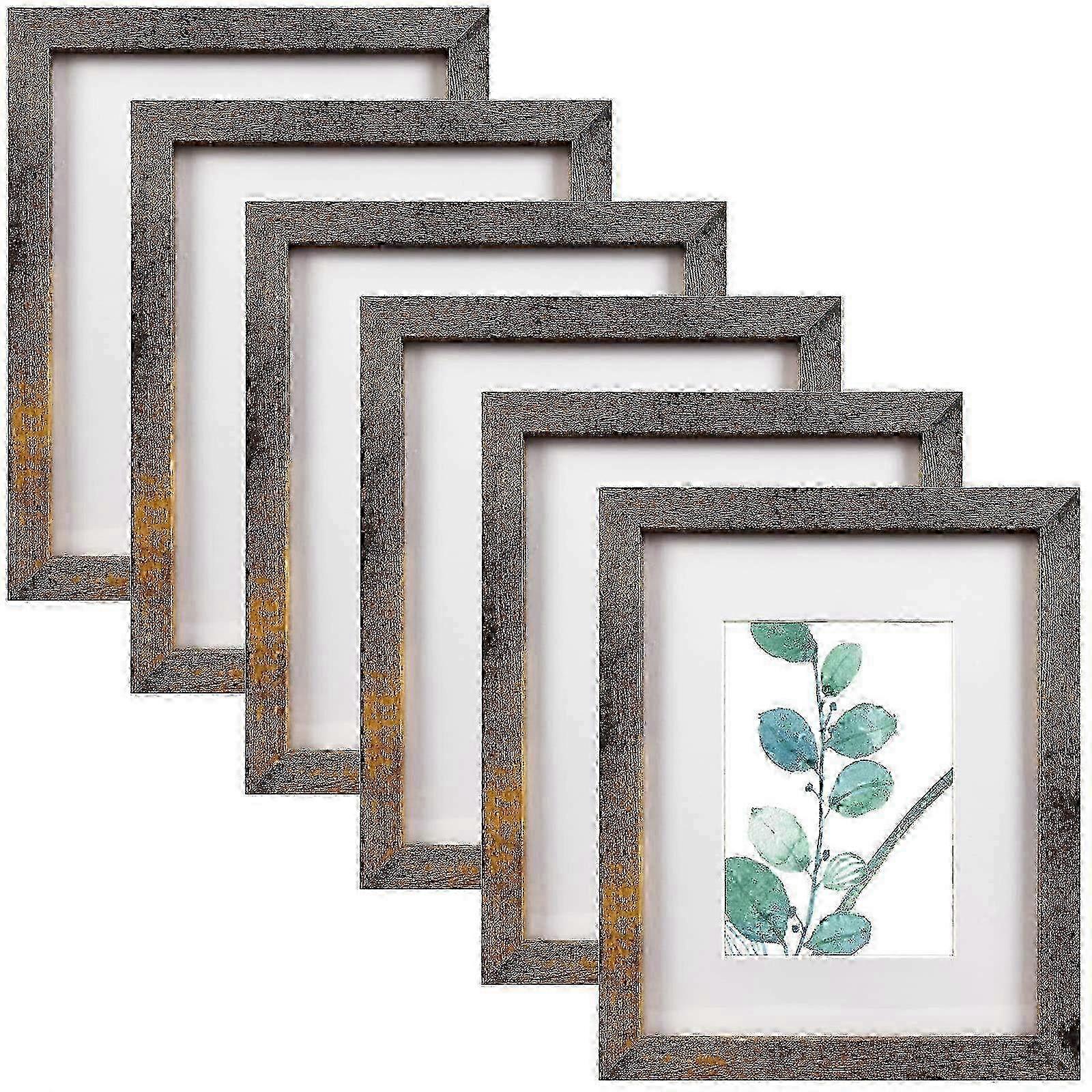 Conjunto de 6 Molduras Marrons com Tapete de 8x10 Polegadas para Fotos 5x7 hwy