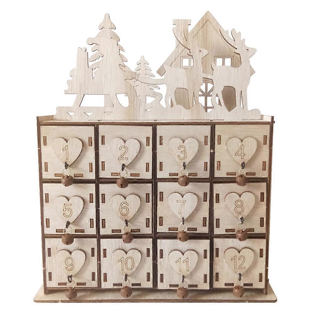 Christmas Design Wooden Storage Box Heart Pattern For Office Decoration 22x12x27.5cm Light Yellow Decoration 1 Set